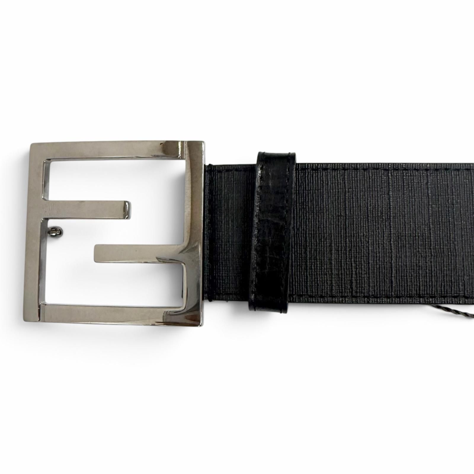 極美品□FENDI フェンディ レザー ズッカ柄 FFロゴバックル ベルト