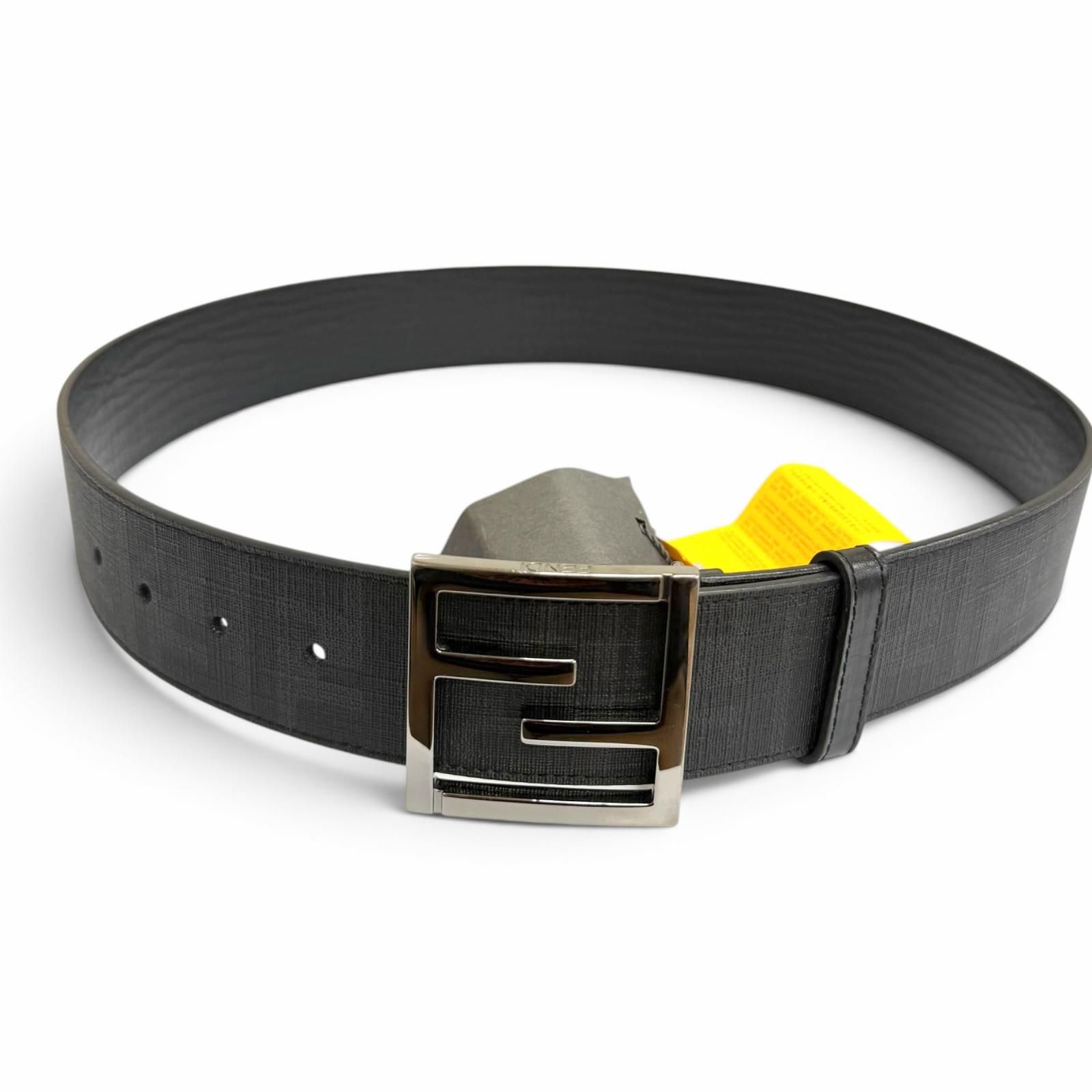 極美品□FENDI フェンディ レザー ズッカ柄 FFロゴバックル ベルト
