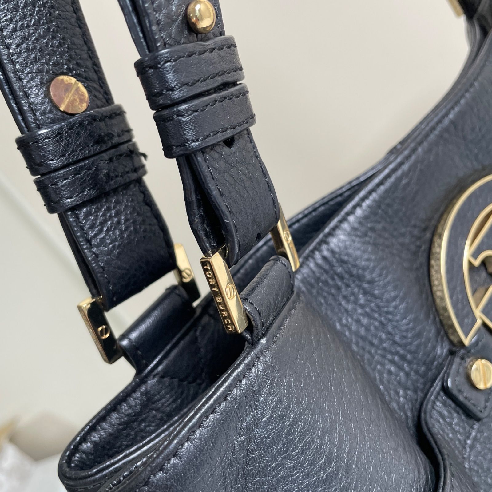 Tory Burch トリーバーチ トートバッグ ブラック ゴールド金具 - メルカリ