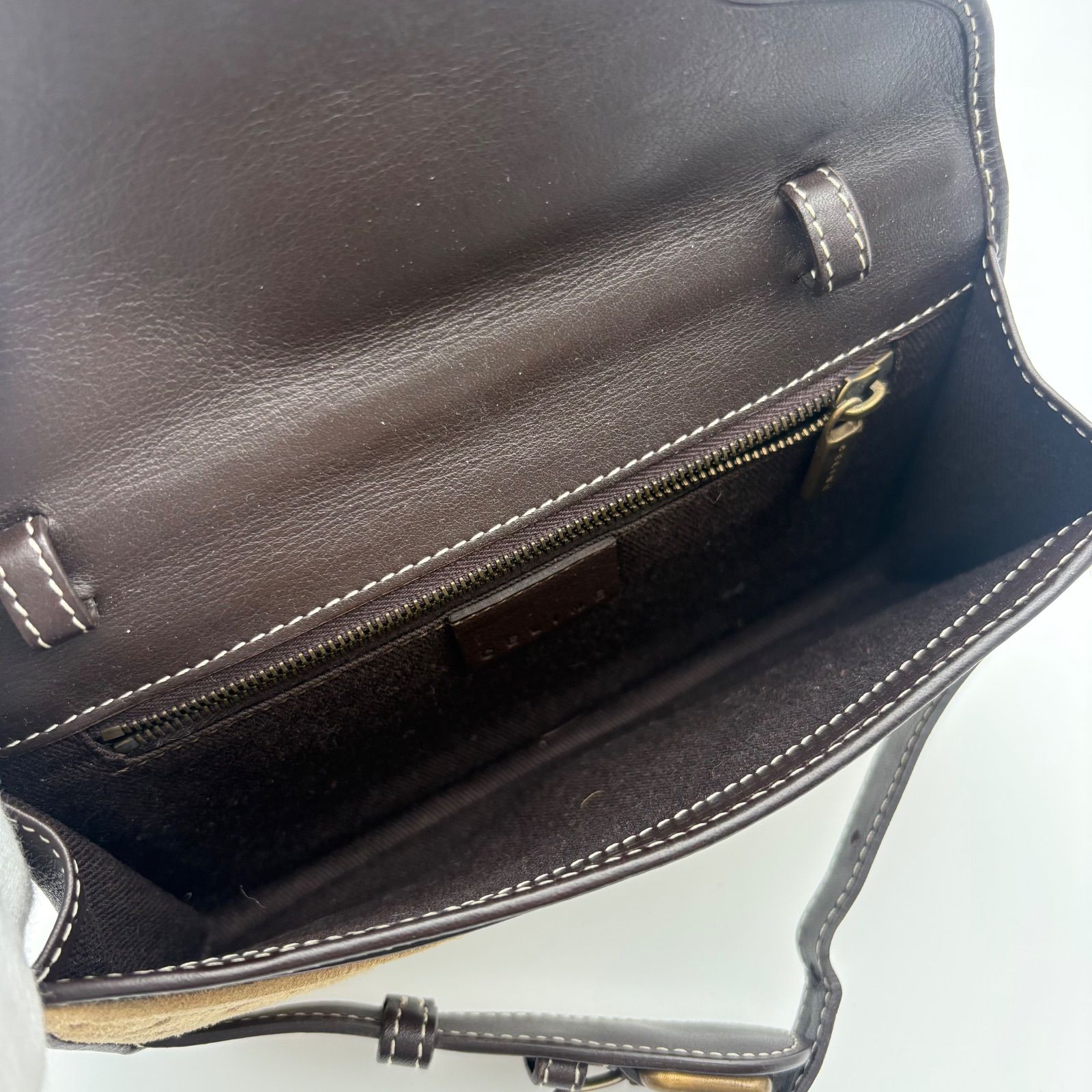 CELINE セリーヌ Cマカダム クラッチバッグ スエード レザー ポーチ