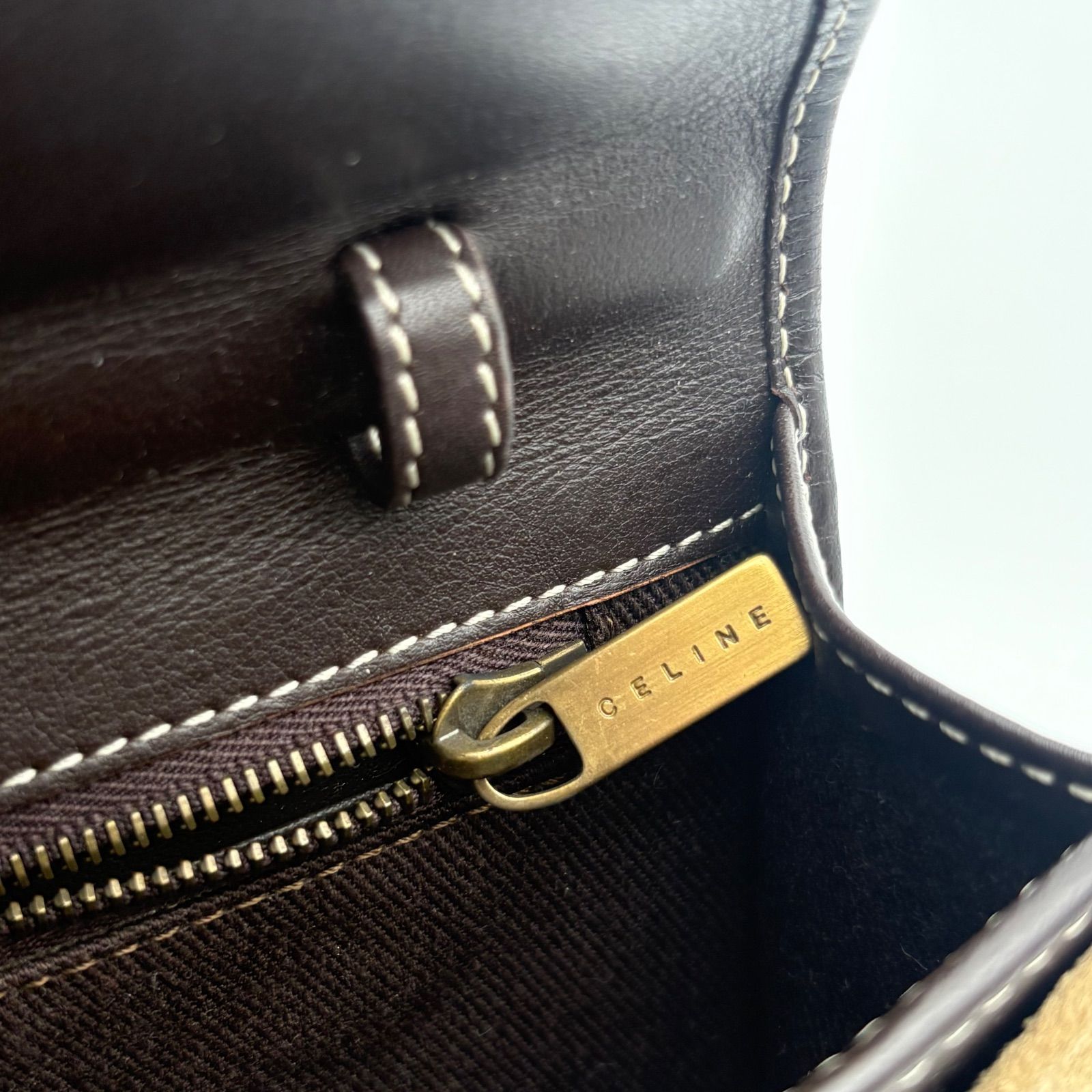 CELINE セリーヌ Cマカダム クラッチバッグ スエード レザー ポーチ