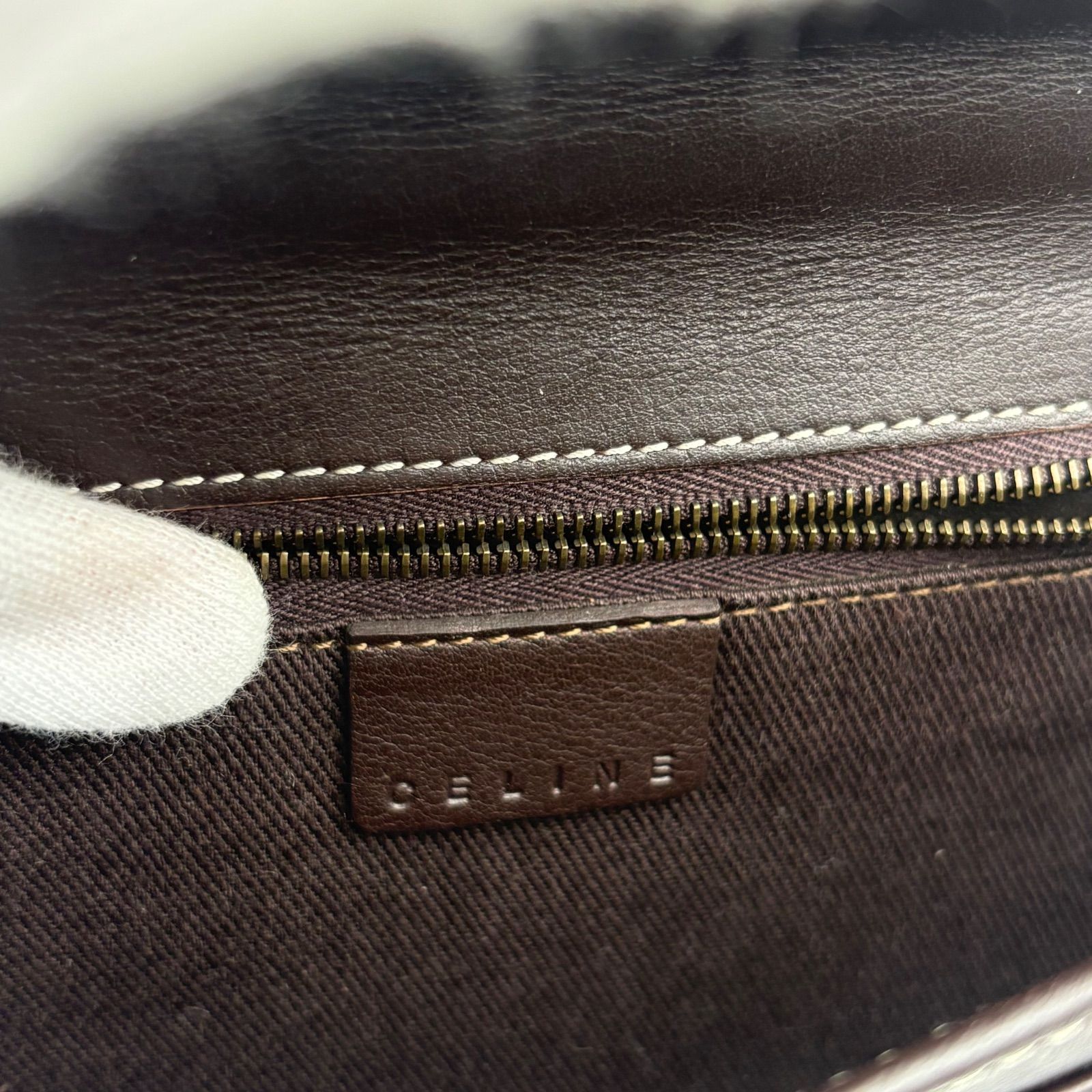 CELINE セリーヌ Cマカダム クラッチバッグ スエード レザー ポーチ