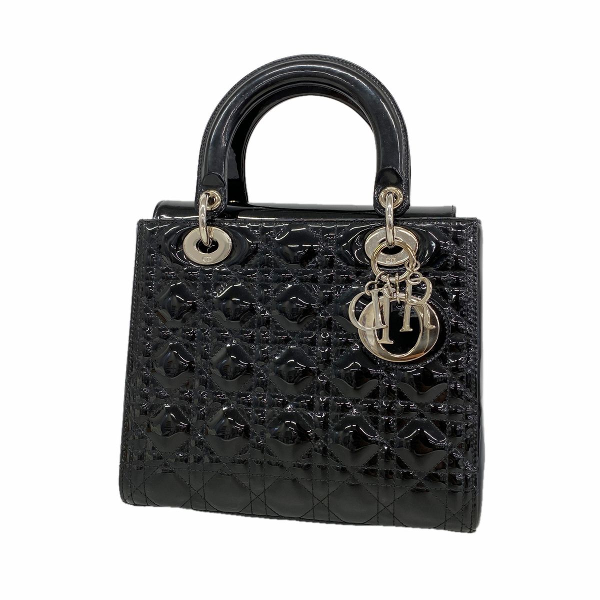 ABA11-6 クリスチャンディオール LADY DIOR カナージュ エナメル 6id5908】クリスチャンディオール ハンドバッグ カナージュ レディ