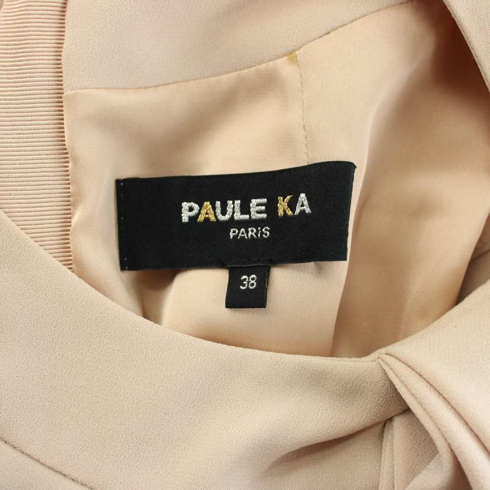 タグ付き　PAULE KA ポールカ ノースリーブワンピース 38サイズ ポールカ PAULE KA ノースリーブワンピース 38 ピンクベージュ リボン