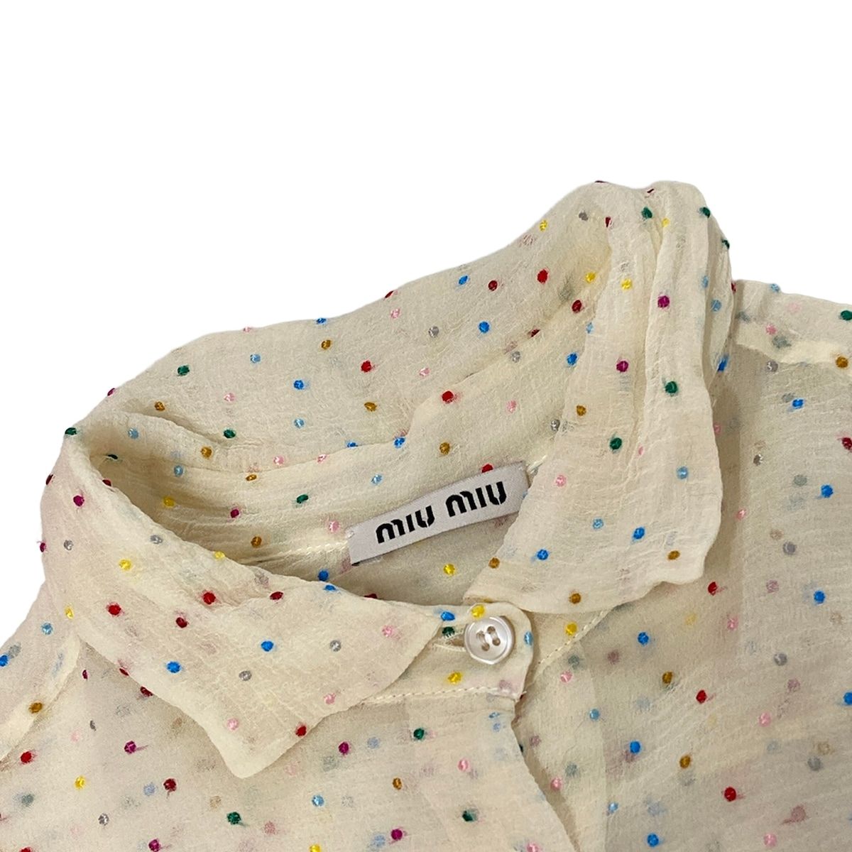 MIU MIU ヴィンテージ シースルー ドット柄 シャツ miumiu(ミュウミュウ) 長袖シャツブラウス サイズ36 S レディース美品