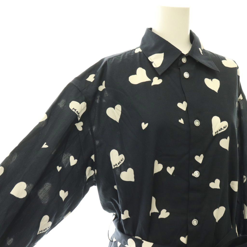 マルニ MARNI BUNCH OF HEARTS ハート柄 シャツワンピース コットン