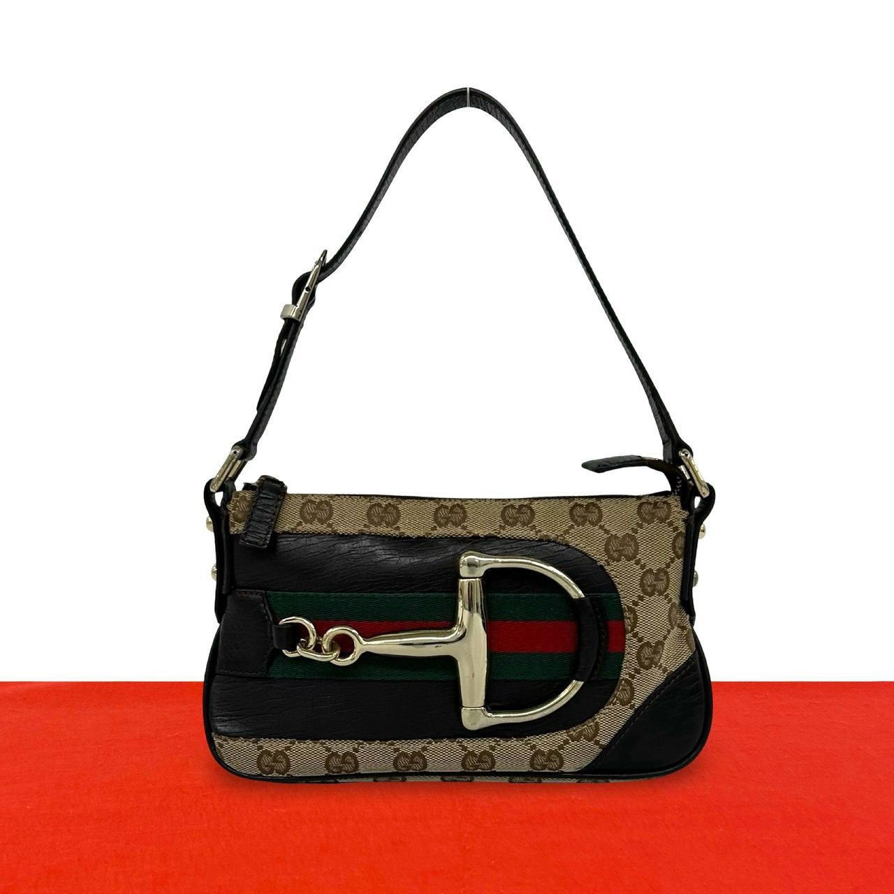極 美品 GUCCI グッチ シェリーライン ホースビット 金具 レザー 本革