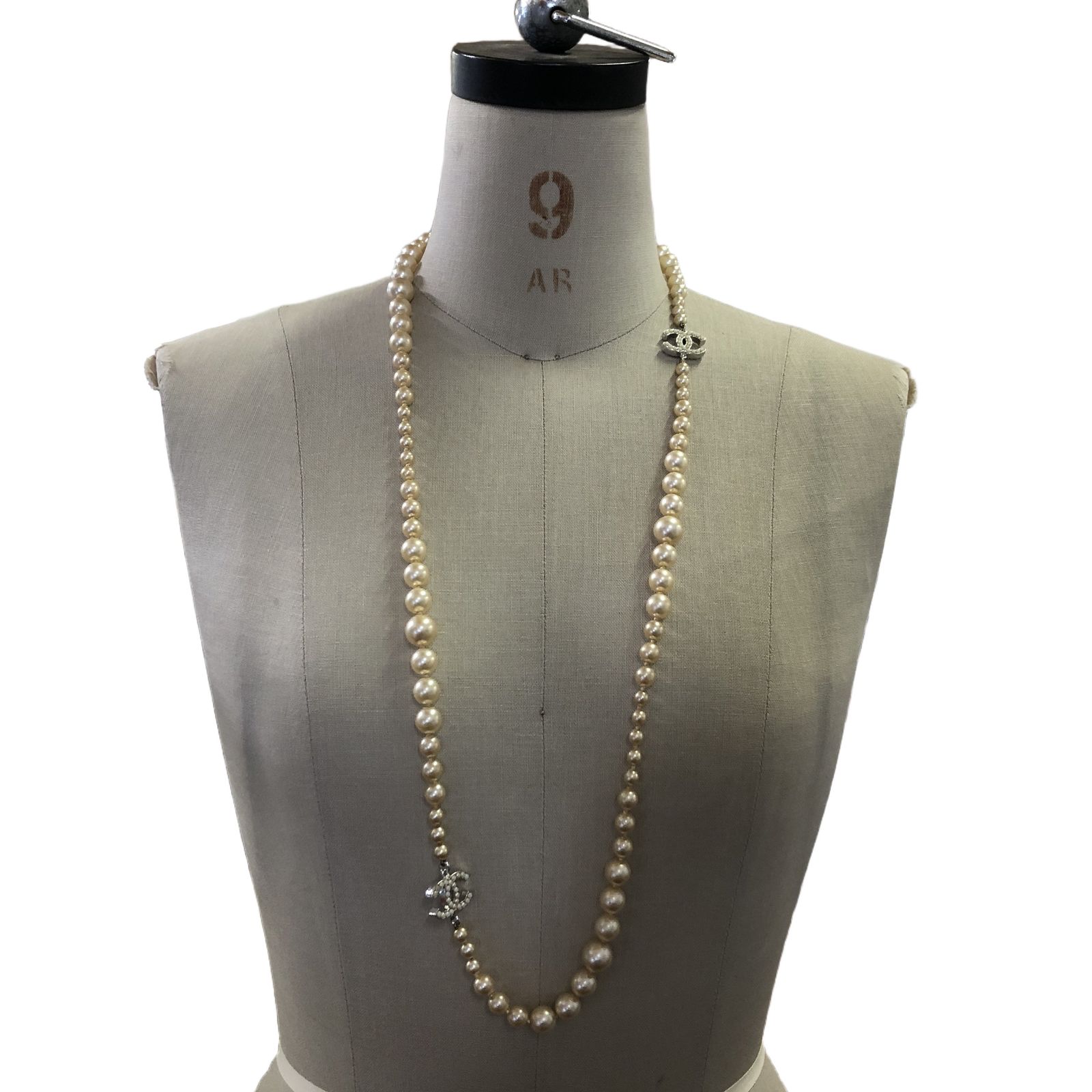 CHANEL シャネル 07V ココマーク ロングパールネックレス GP フェイク