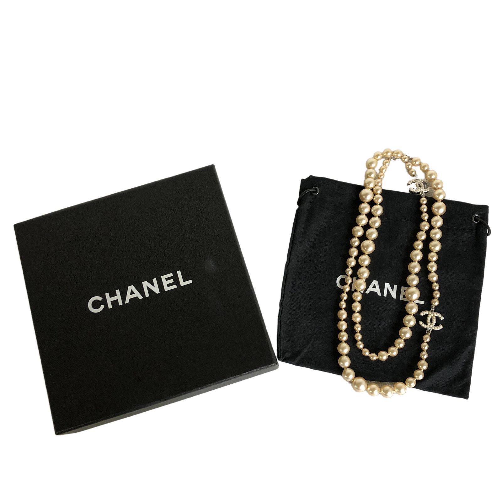 CHANEL シャネル 07V ココマーク ロングパールネックレス GP フェイク