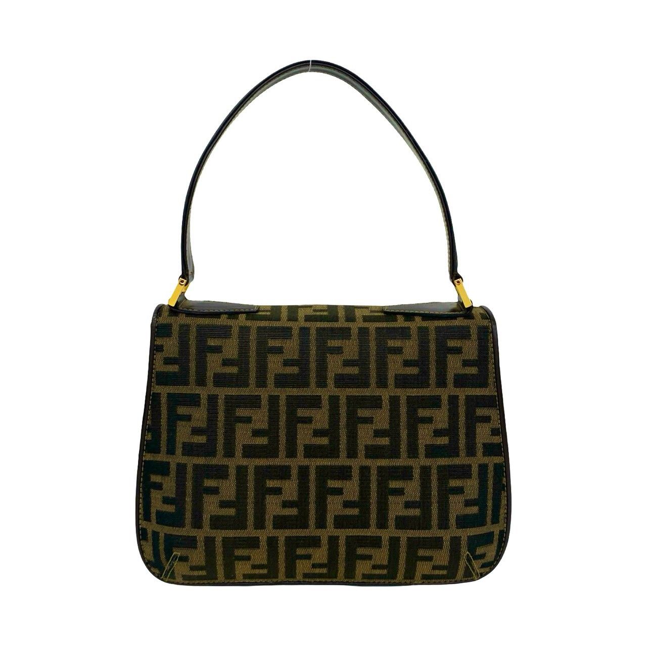 ほぼ未使用 袋付き FENDI フェンディ ズッカ FF 柄 キャンバス レザー