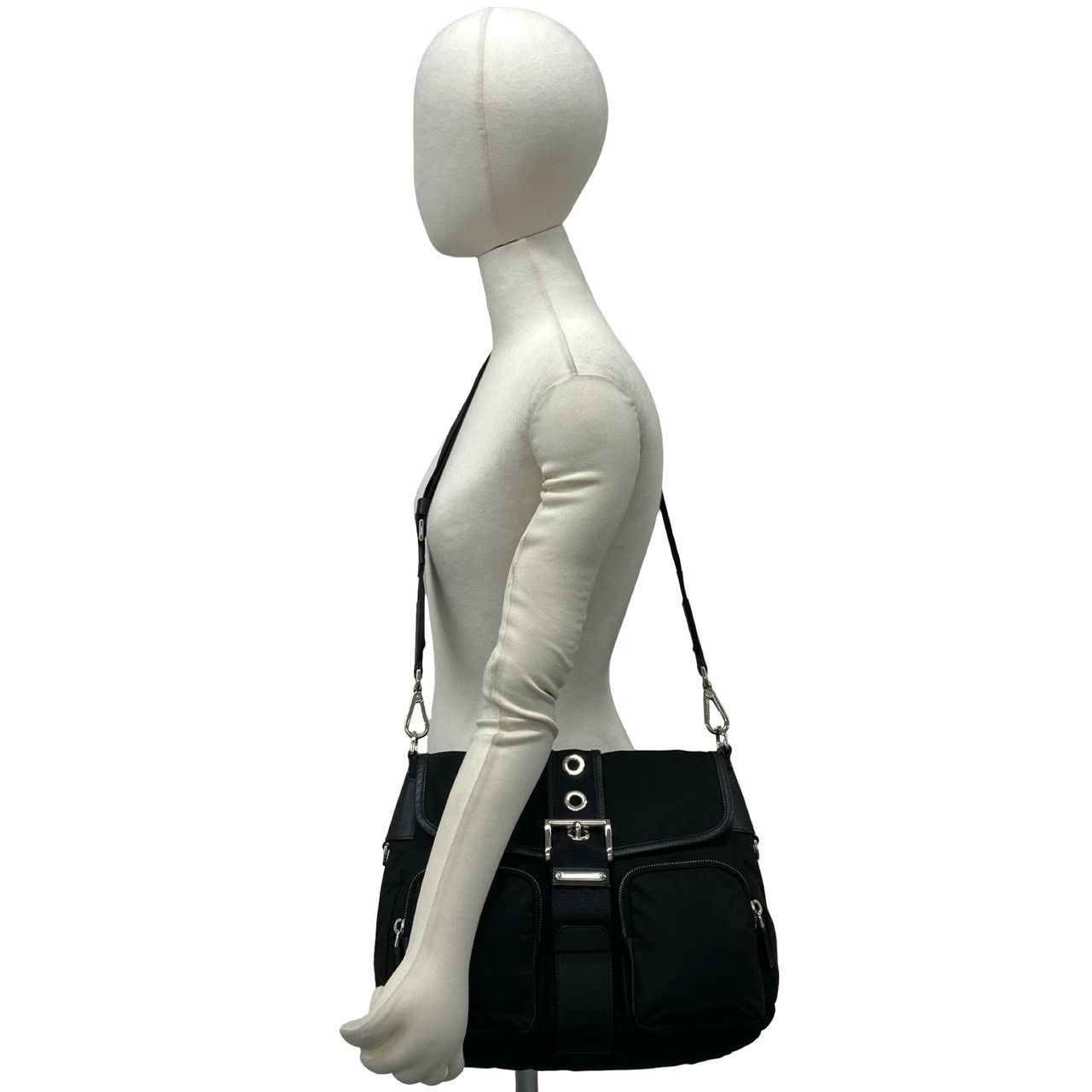極 美品 PRADA プラダ 三角 ロゴ 金具 テスート ナイロン サフィアーノ