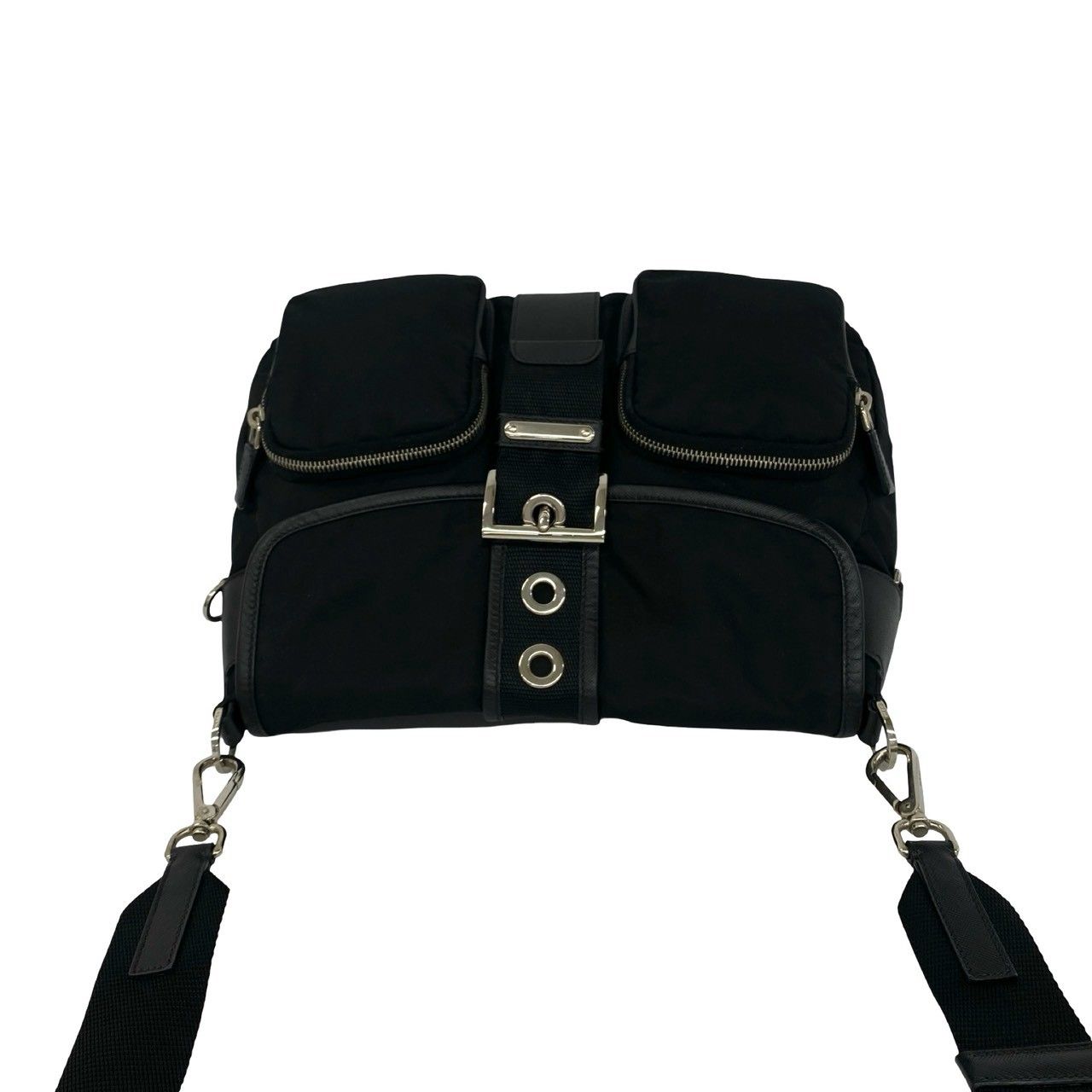 極 美品 PRADA プラダ 三角 ロゴ 金具 テスート ナイロン サフィアーノ