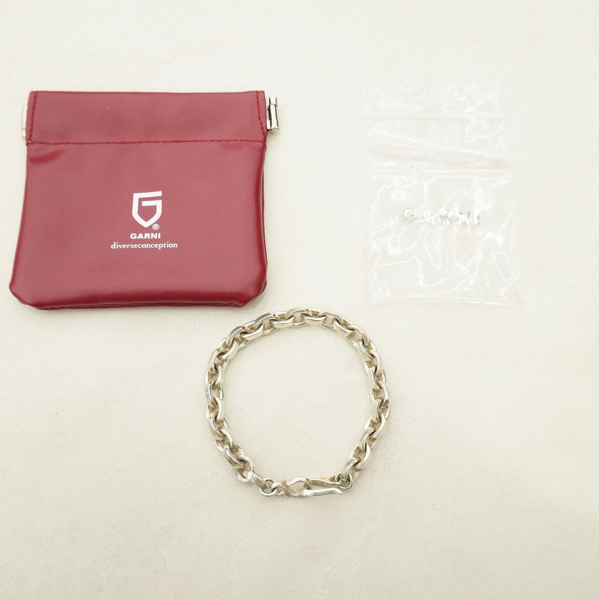 美品 GARNI ガルニ Crockery Chain Bracelet L クロッケリー チェーン