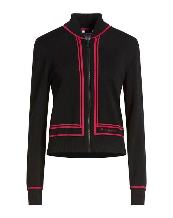 カール ラガーフェルド レディース アウター カーディガン ファスナー付きニット KARLAGERFELD Black ブラック