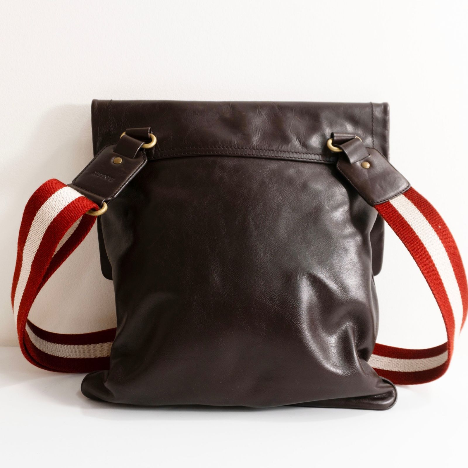 美品】BALLY 【 レザー ショルダーバッグ】ブラウン トレイン