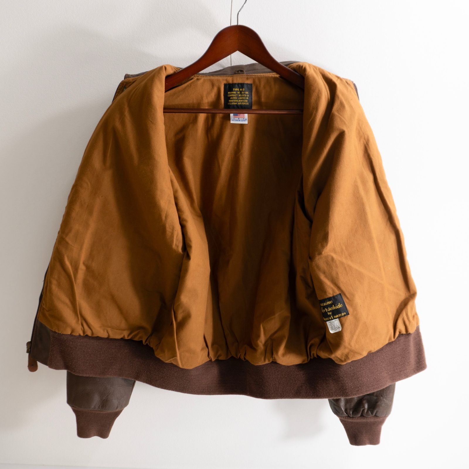 美品】AVIREX【A-2 ホースハイド フライトジャケット】 ブラウン