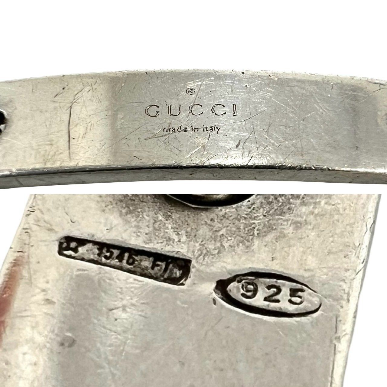 極 美品 GUCCI グッチ ヴィンテージ ロゴ プレート シルバー925