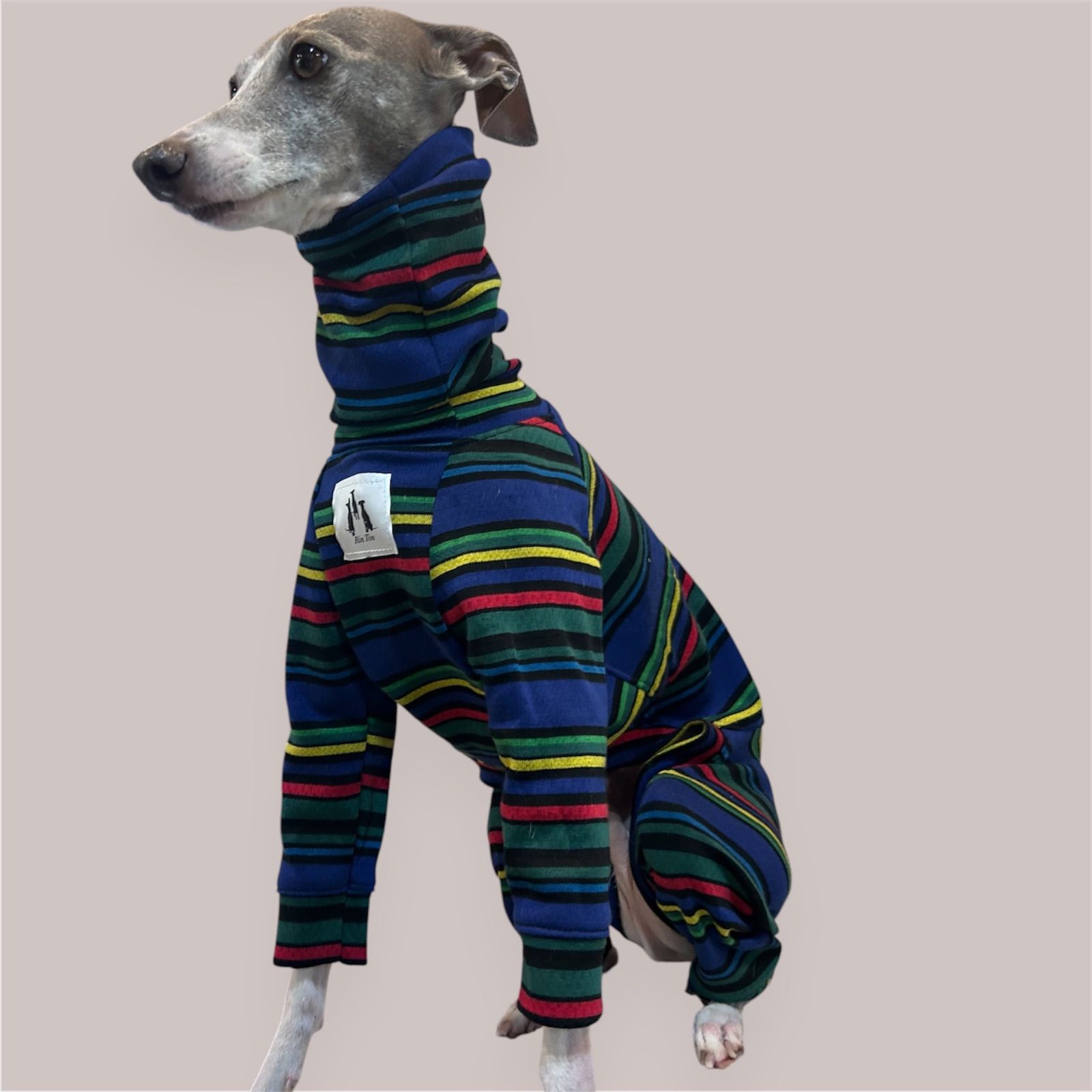太ボーダーのロンパース　イタグレ服　犬服　ハンドメイド イタグレ服 マルチボーダー柄 ロンパース - メルカリ