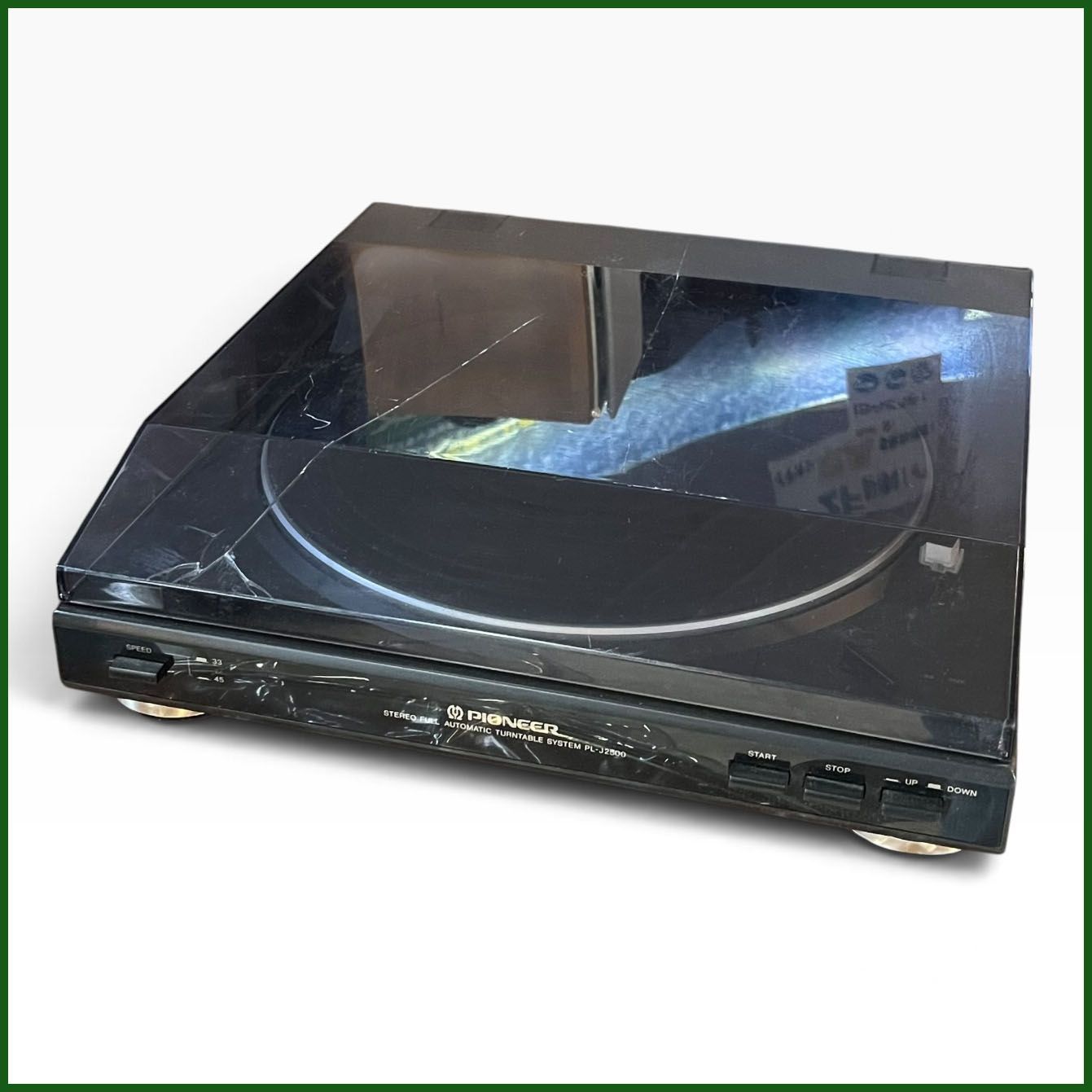 中古○Pioneer/パイオニア○レコードプレーヤー PL-J2500 カバーにヒビ