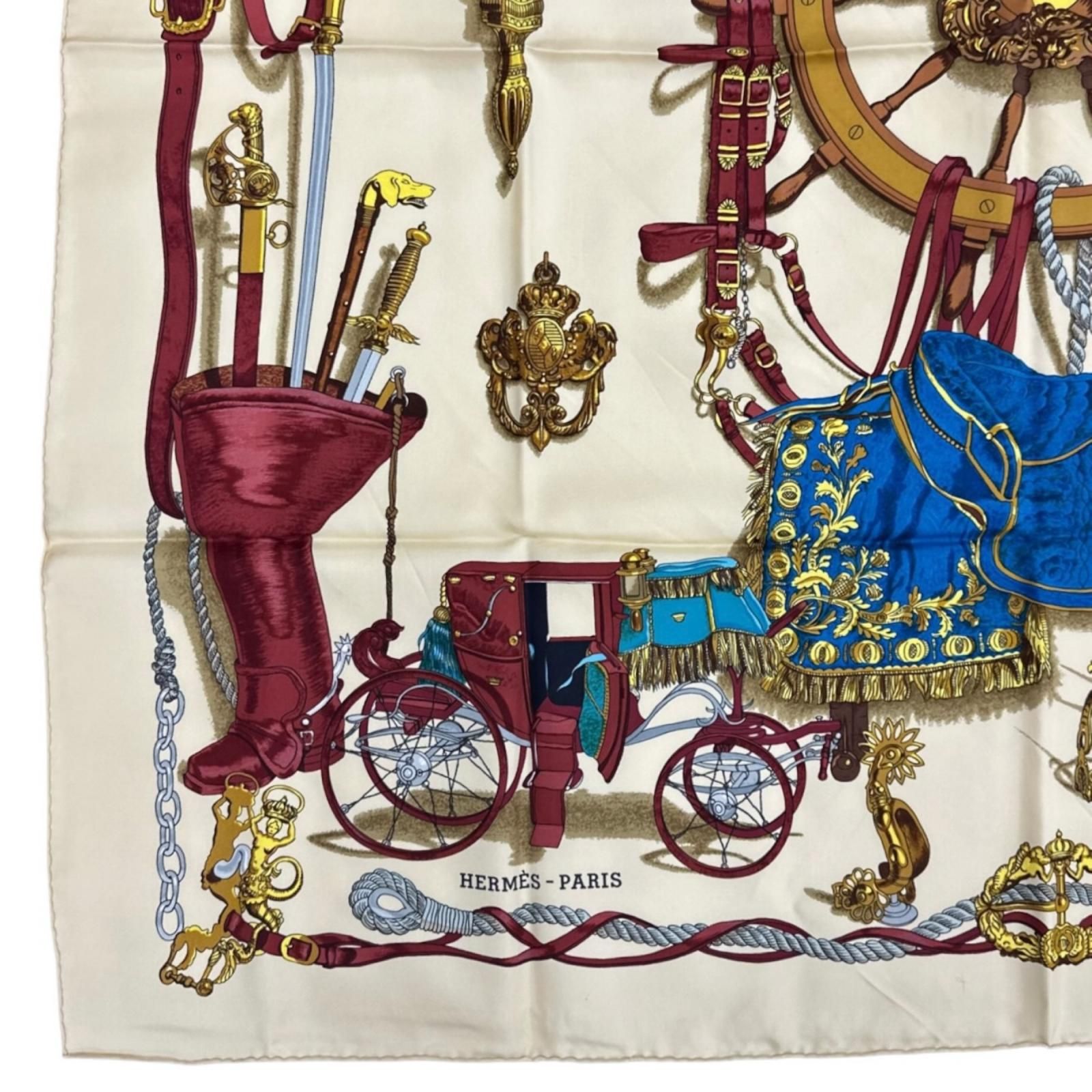 美品 HERMES エルメス MUSEE（博物館） スカーフ シルク ホワイト