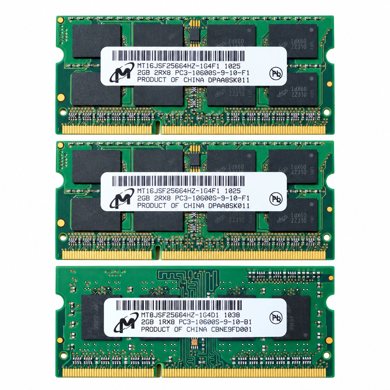 ノートPC用 DDR3 メモリ 2GB×9枚 計18GB SO-DIMM PC3-10600S等