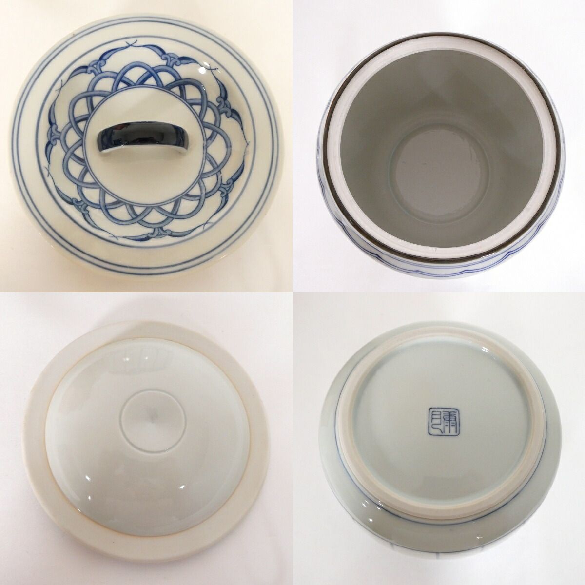 お稽古用に】鈴木康月作 桶側 皆具 染付 桶川 茶道具【中古 美品