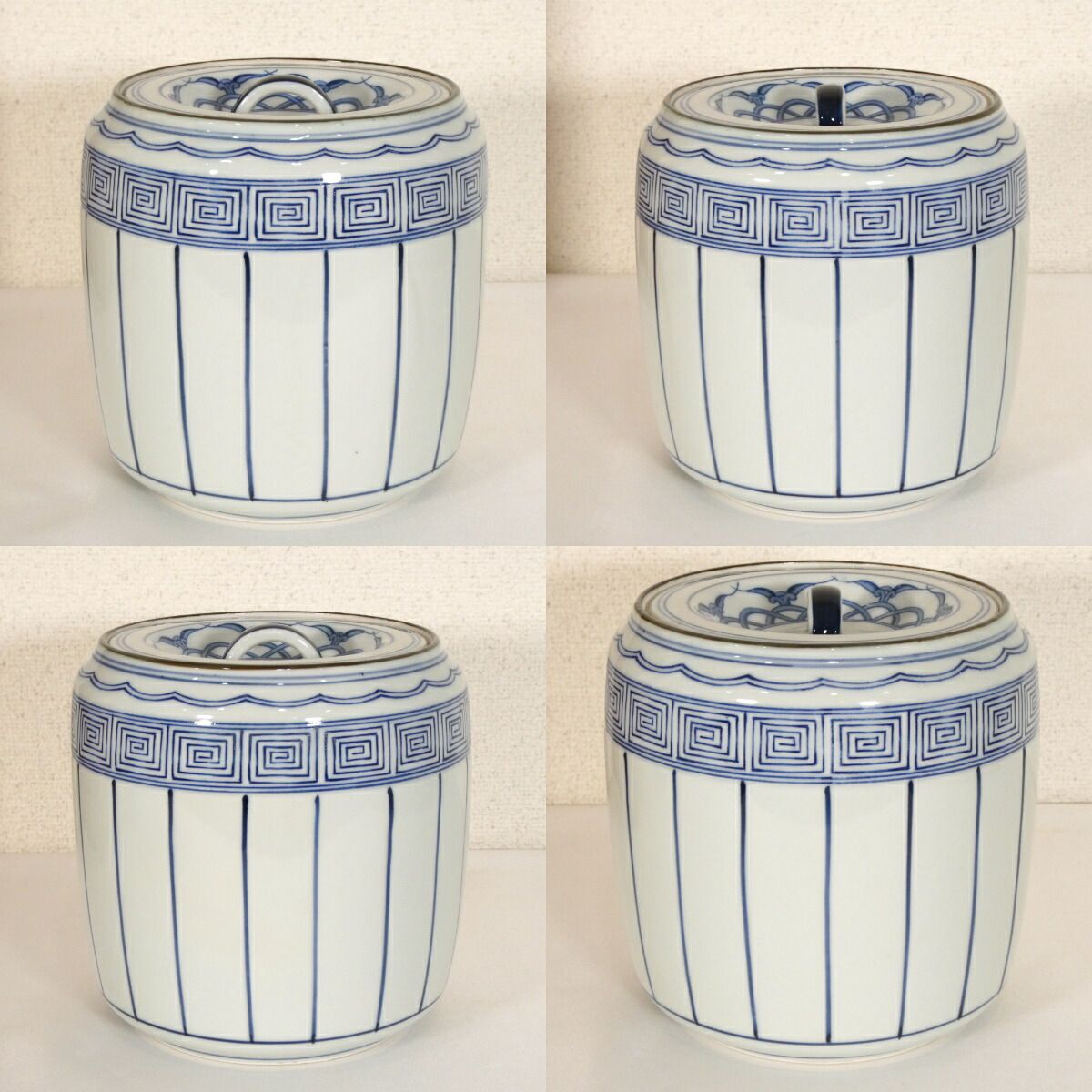 お稽古用に】鈴木康月作 桶側 皆具 染付 桶川 茶道具【中古 美品