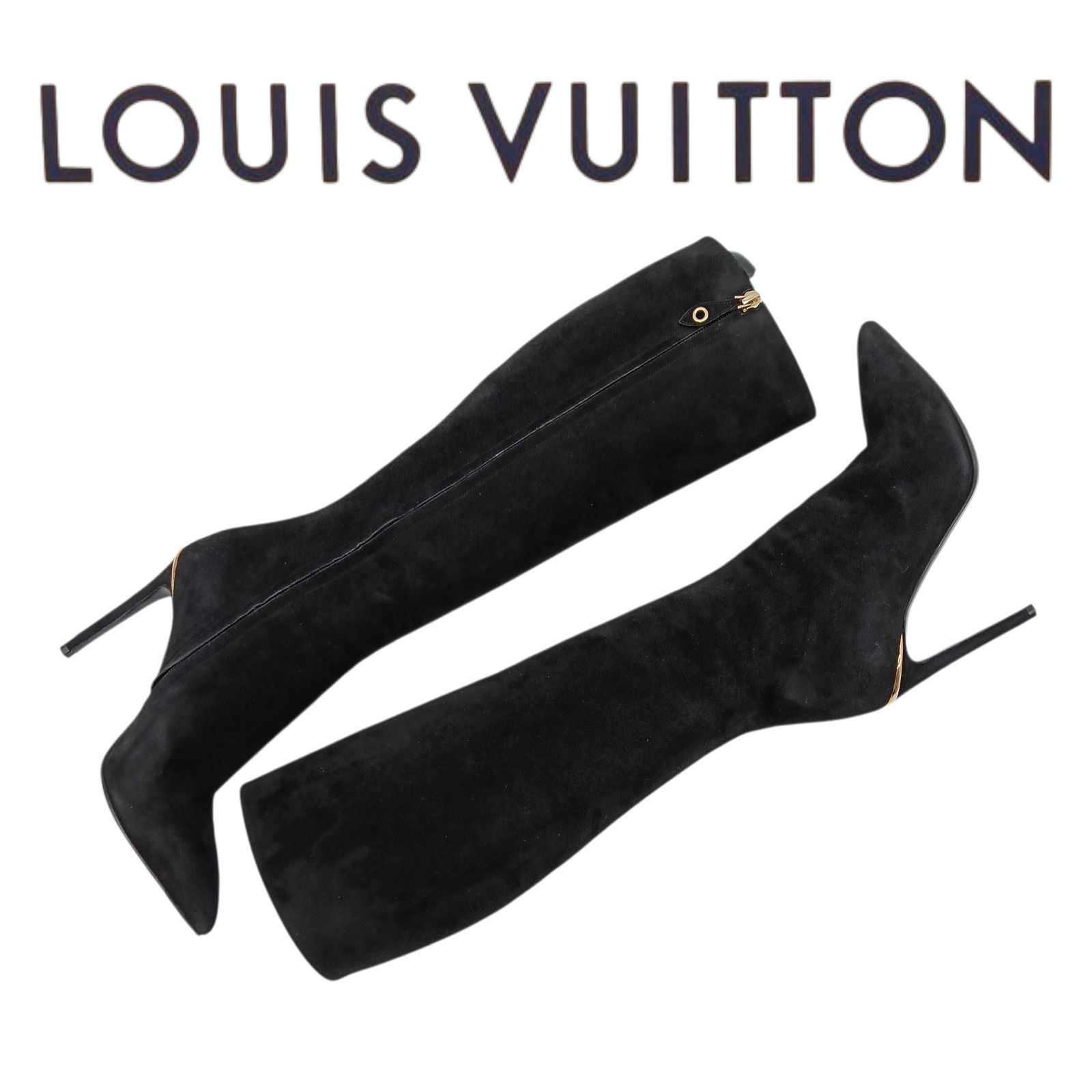 LOUIS VUITTON　ルイヴィトン　ロングブーツ　36 1/2　23.5cm　スエード　レザー　SC 0145 M　ブラック