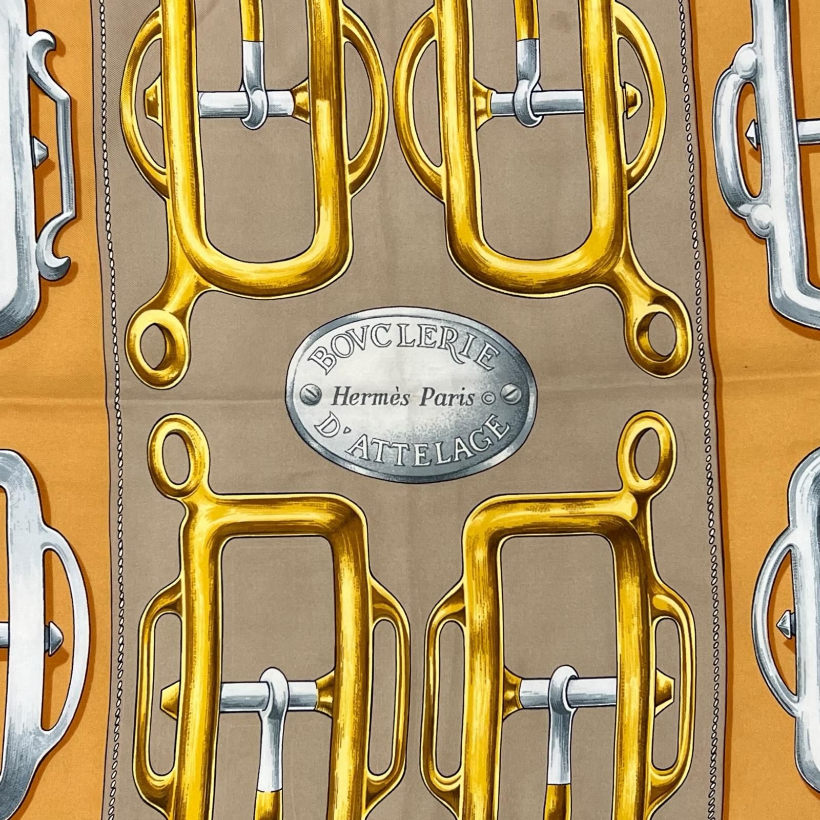 HERMES エルメス カレ90 スカーフ シルク ブラウン レディース