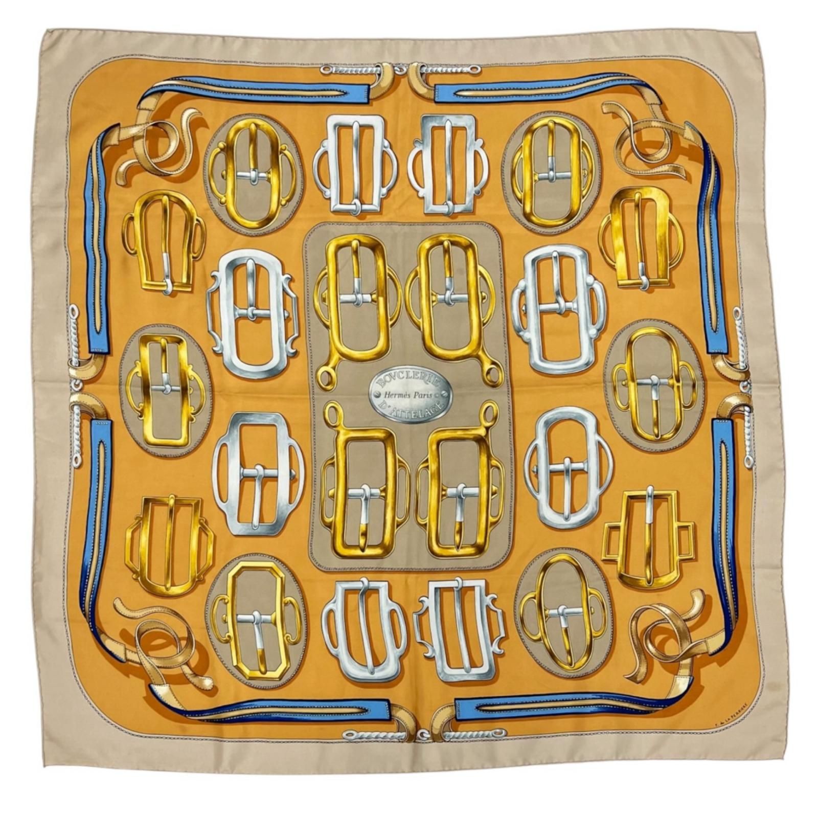 HERMES エルメス カレ90 スカーフ シルク ブラウン レディース