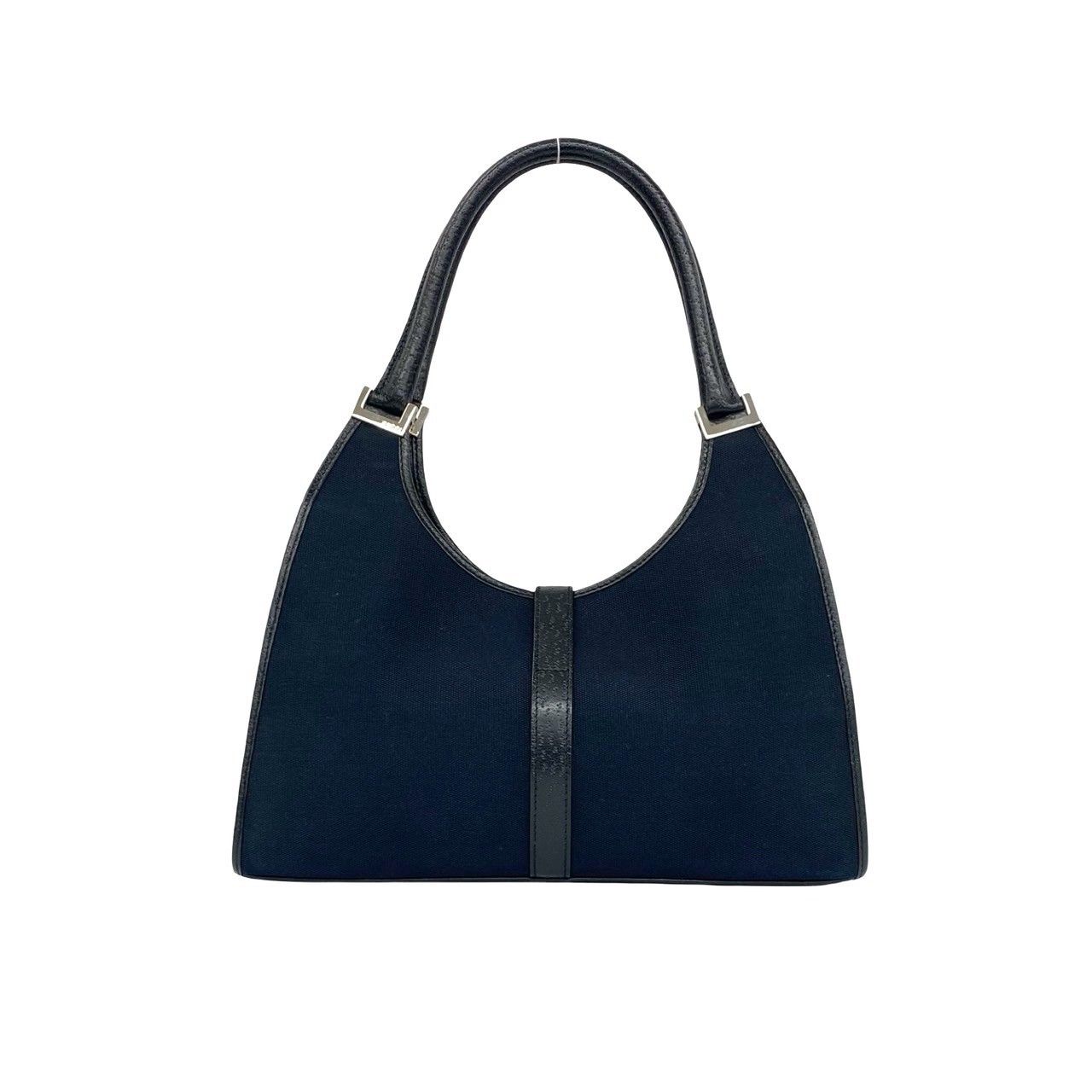 極 美品 GUCCI グッチ ジャッキー ロゴ 金具 キャンバス レザー 本革