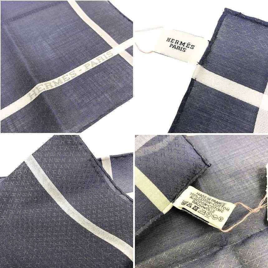 HERMES エルメス ハンカチ MOUSHOIR JACQUAD DH ジャカード H コットン