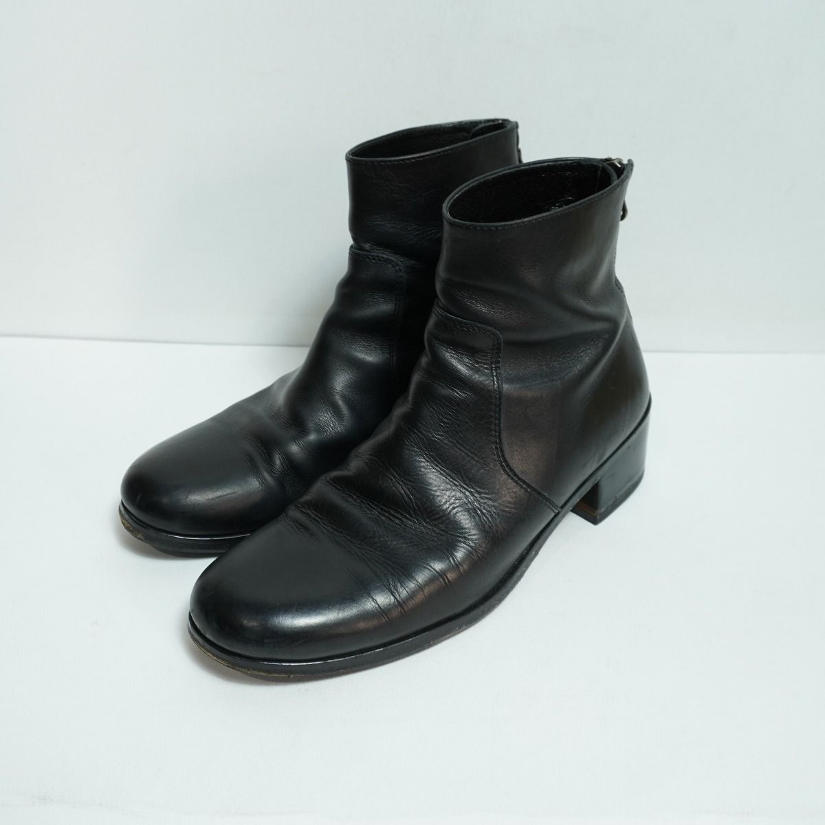 定番 PADRONE パドローネ BL BACK ZIP BOOTS WAX加工 バック ジップ 