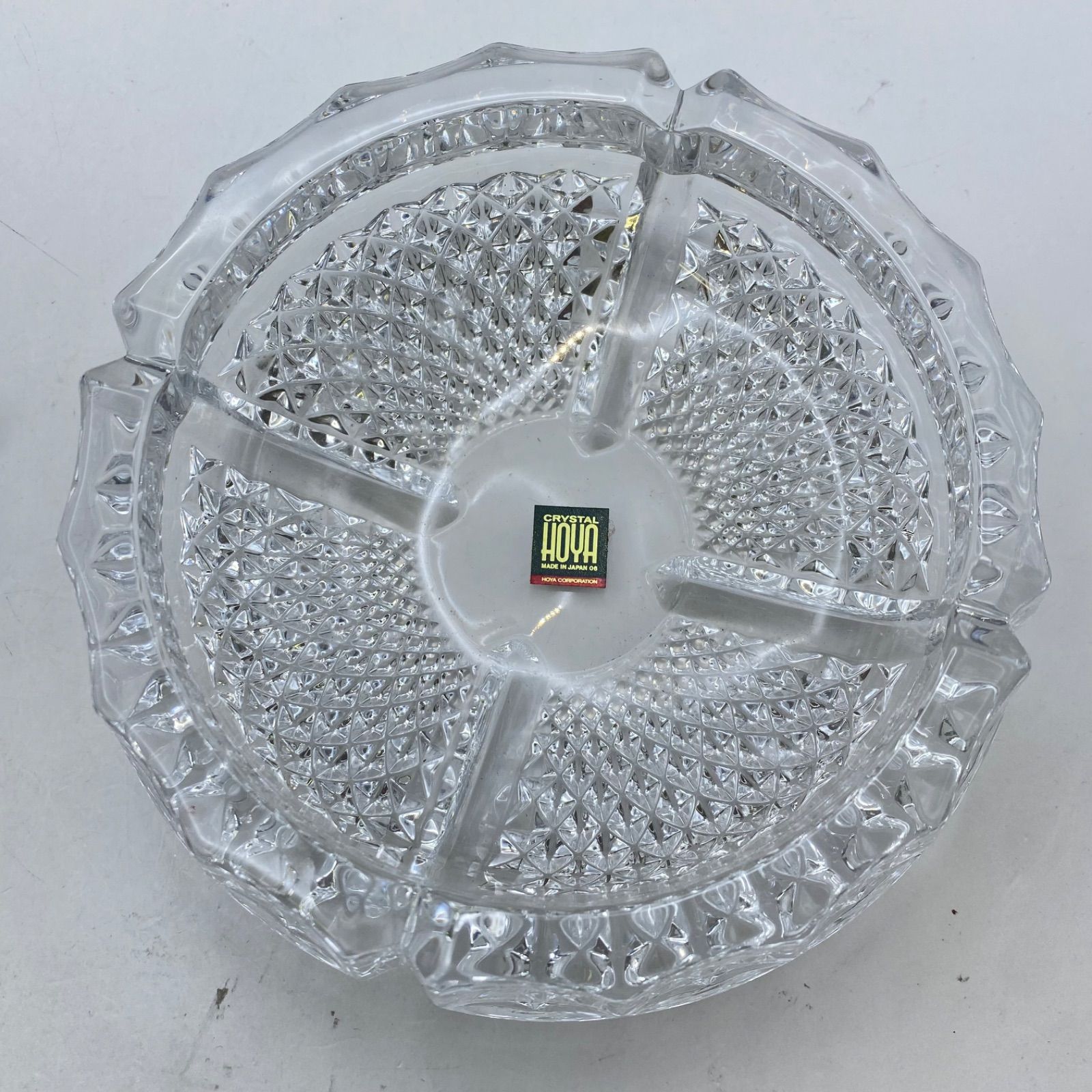 E 未使用品 HOYA クリスタル シガレットセット 灰皿 卓上ライター 天然