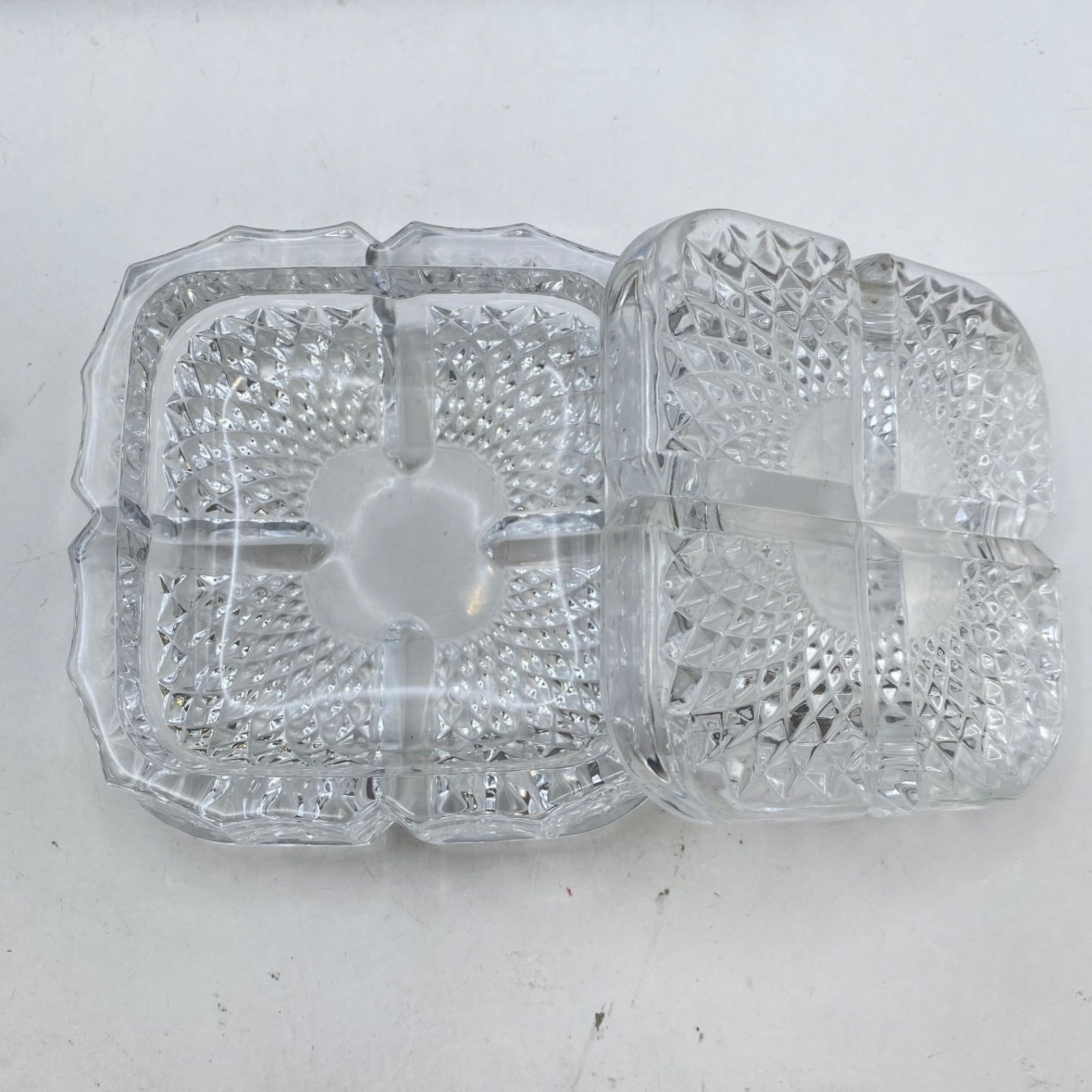 E 未使用品 HOYA クリスタル シガレットセット 灰皿 卓上ライター 天然