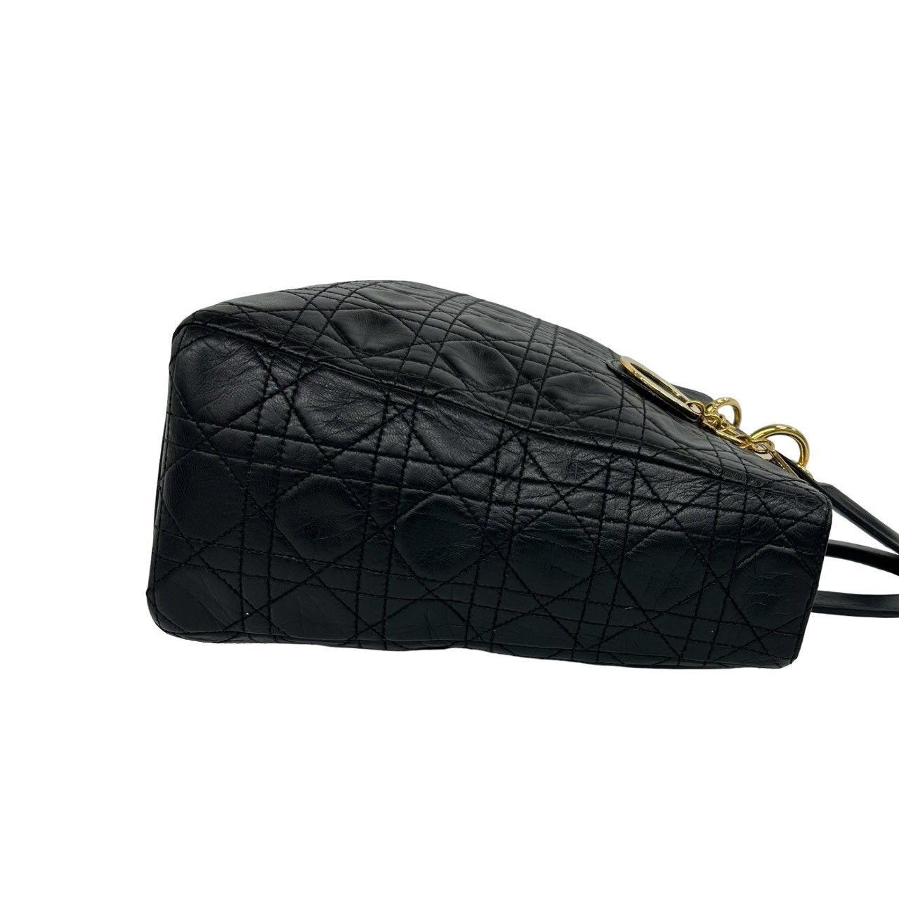 Christian Dior レディディオール カナージュ レザー ブラック 極 美品 Christian Dior クリスチャンディオール レディディオール