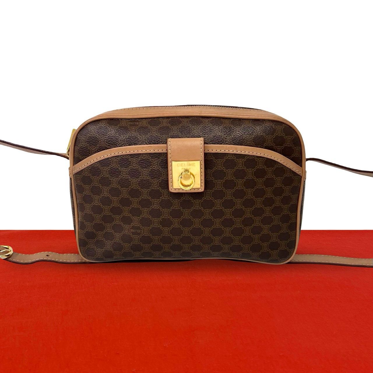 極 美品 CELINE セリーヌ ヴィンテージ ロゴ リング 金具 マカダム