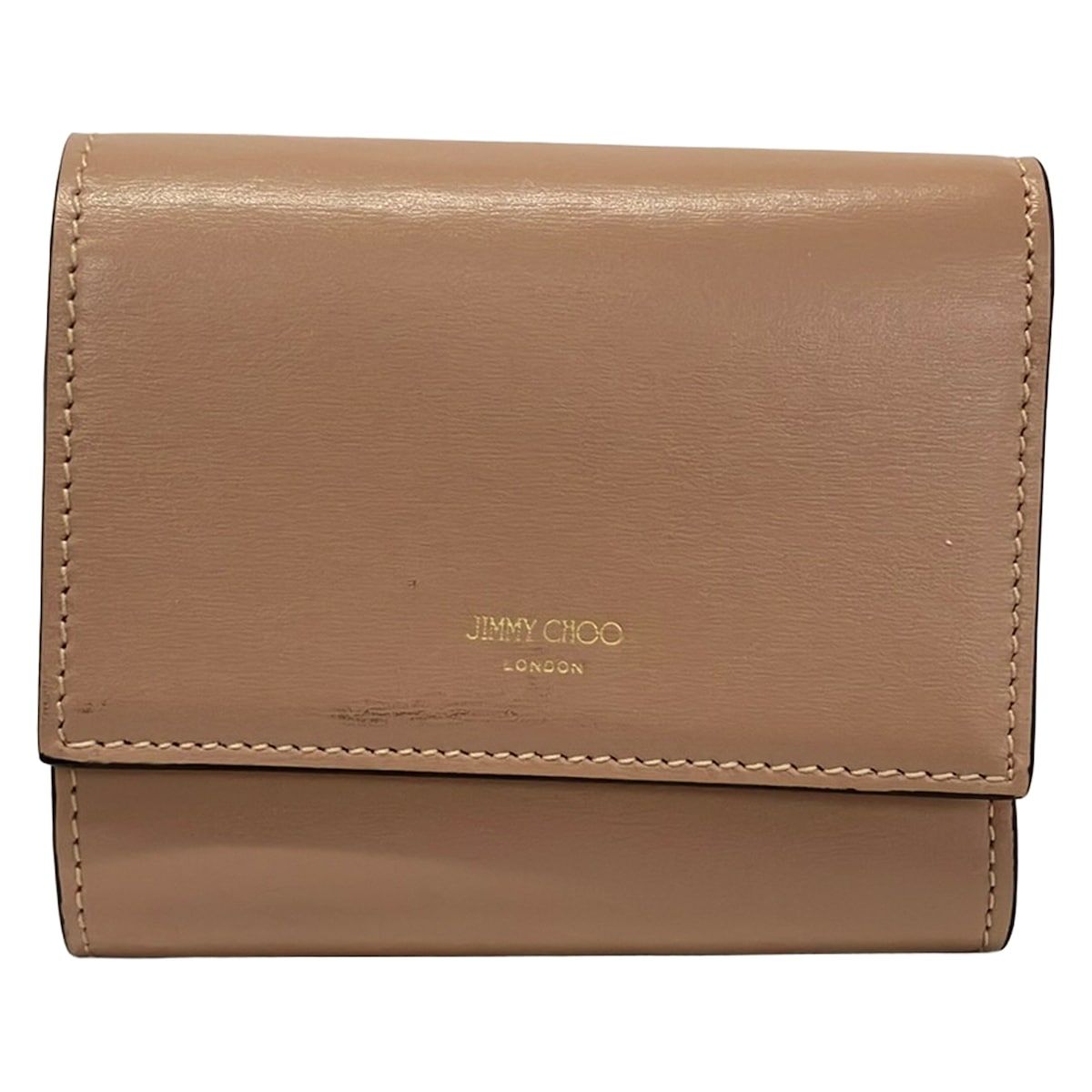 JIMMY CHOO(ジミーチュウ) 3つ折り財布美品 マリンダ ピンクベージュ レザー 9,702円