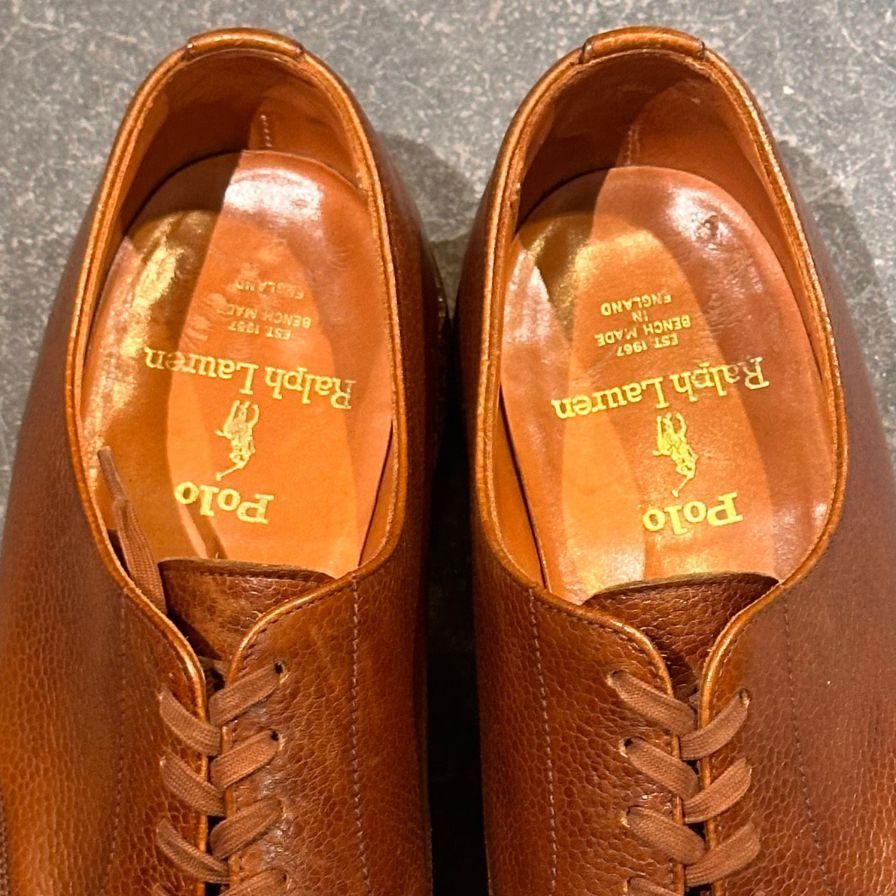 ポロラルフローレン レザーシューズ Uチップ グレインレザー ブラウン