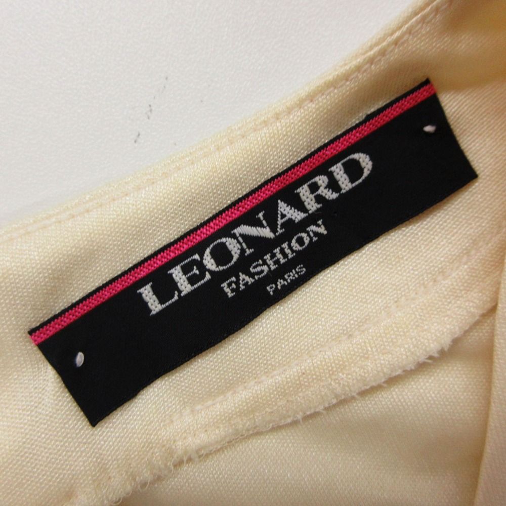 LEONARD レオナール カットソー Tシャツ 七分袖 ロゴ刺繍 ストレッチ
