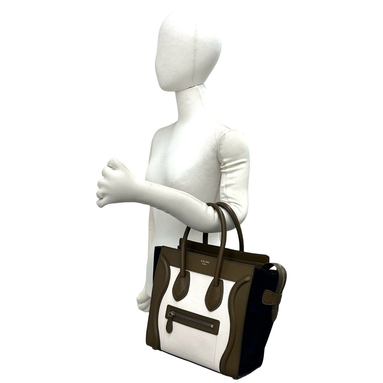 極 美品 CELINE セリーヌ ラゲージ マイクロ ロゴ スエード レザー 本
