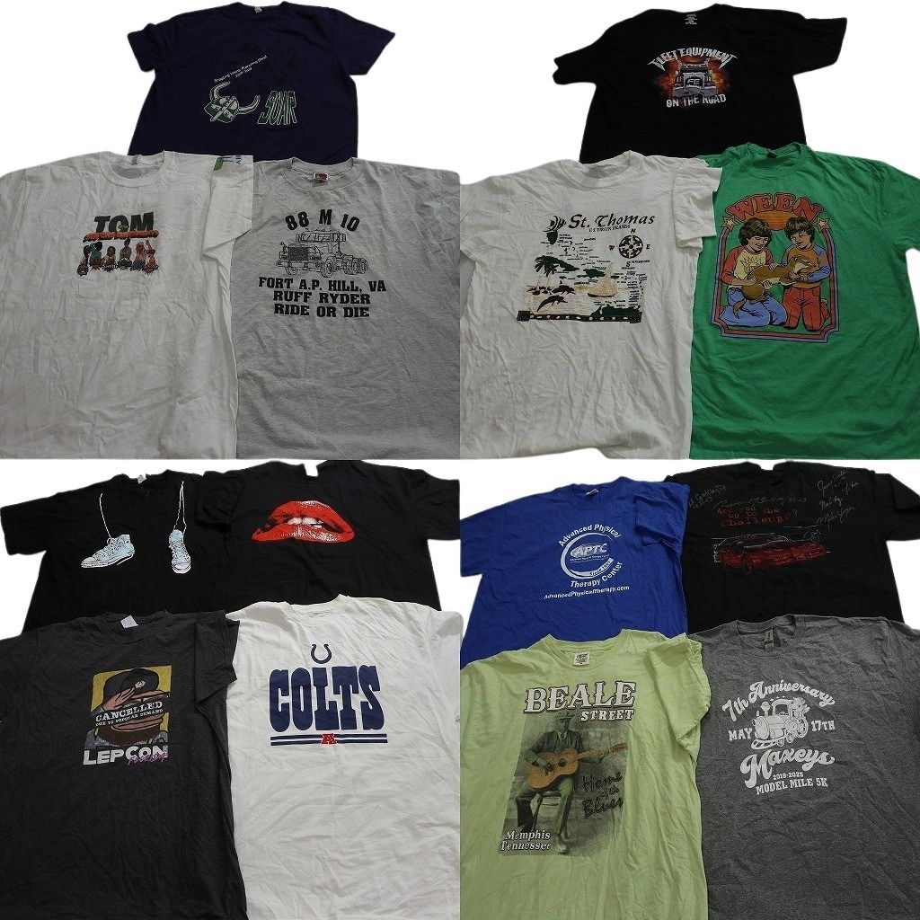 古着卸 まとめ売り プリント Tシャツ 14枚セット ( メンズ XL ) 英文字