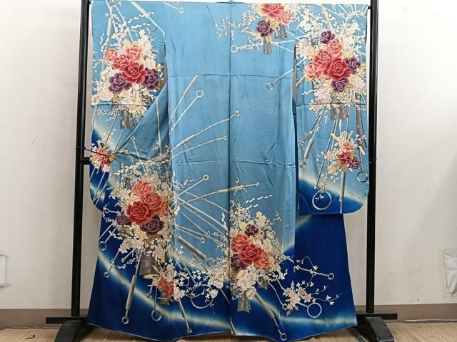 平和屋着物○豪華振袖 総絞り 薔薇 バラ 正絹 逸品 DABC2586ud 平和屋着物