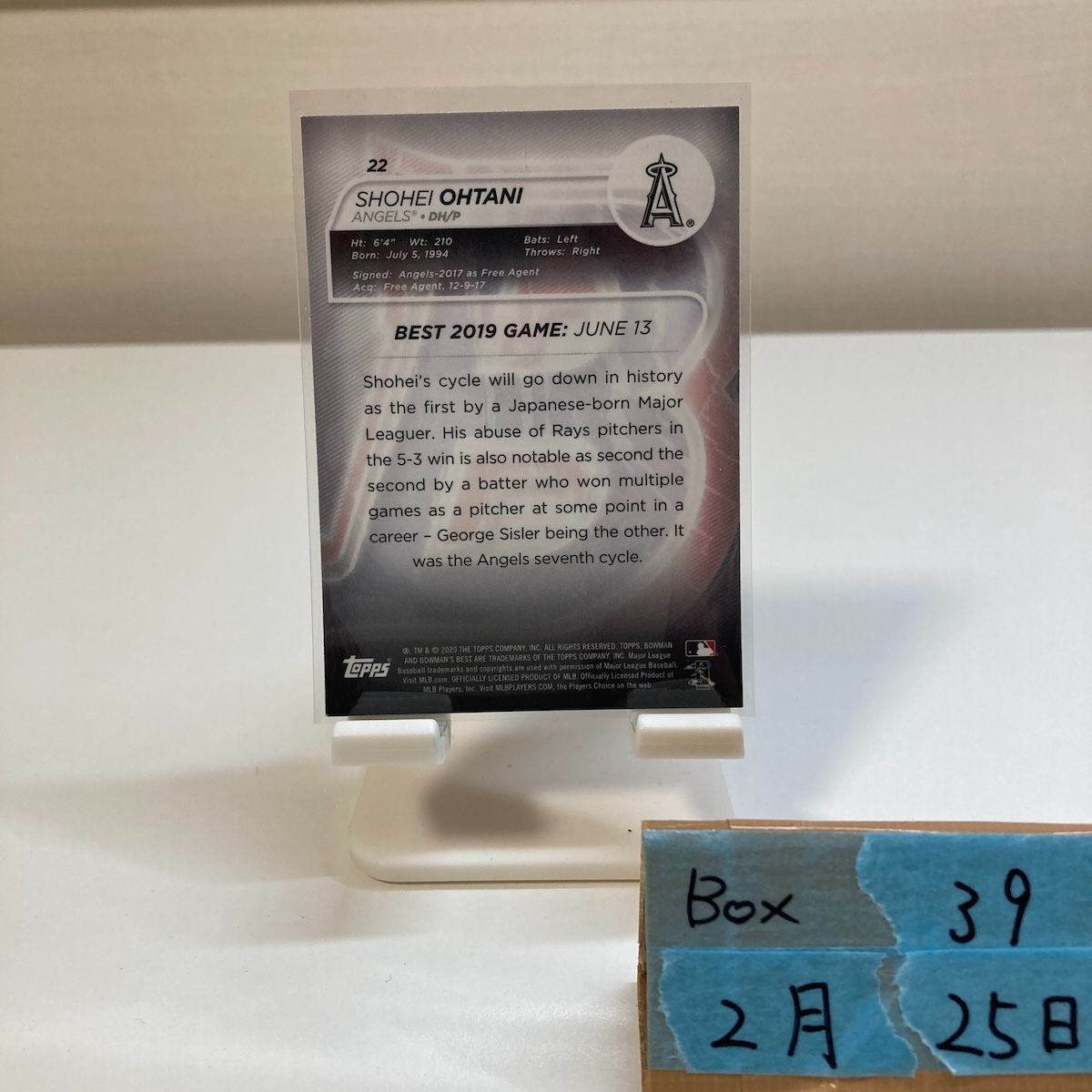 2020 Bowman's Best 大谷翔平 Shohei Ohtani ロサンゼルスエンゼルス