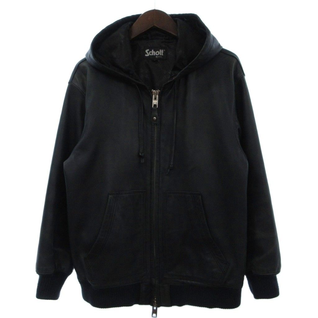 ショット SCHOTT レザーフルジップパーカー フーディー ジップアップ 