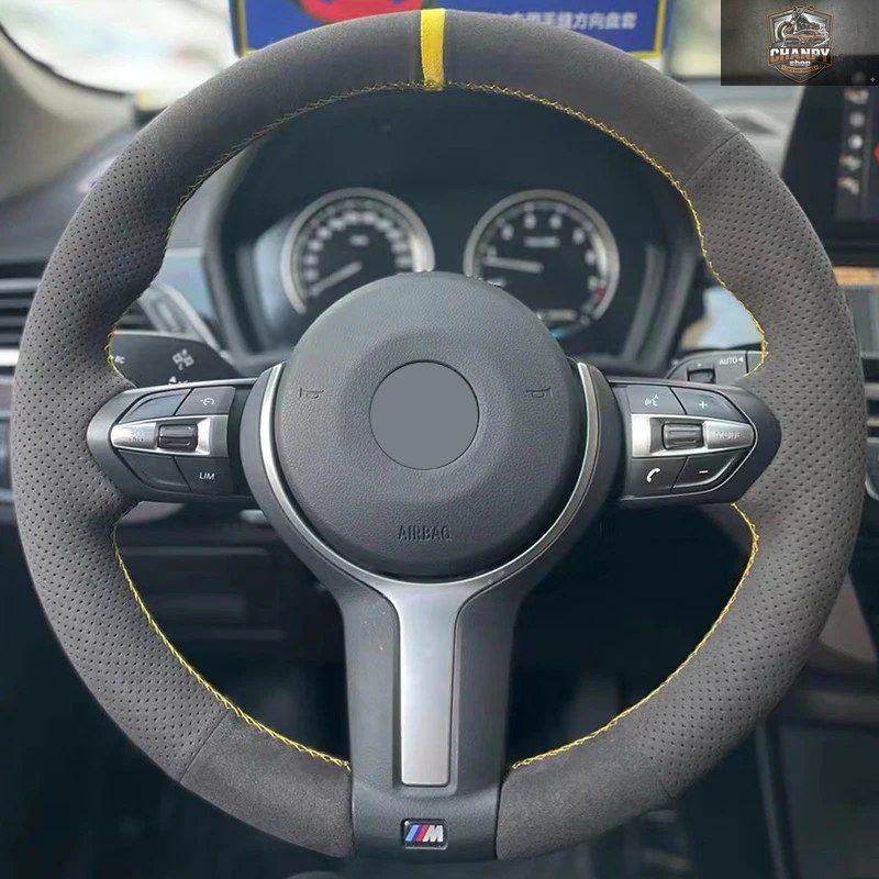 ステアリングホイールカバー スエード BMW M3 M4 Mスポーツ F30 F31 F34 F10 F11 F07 X3 F25 F32 F33 F36 F48 F39 車内編み込み