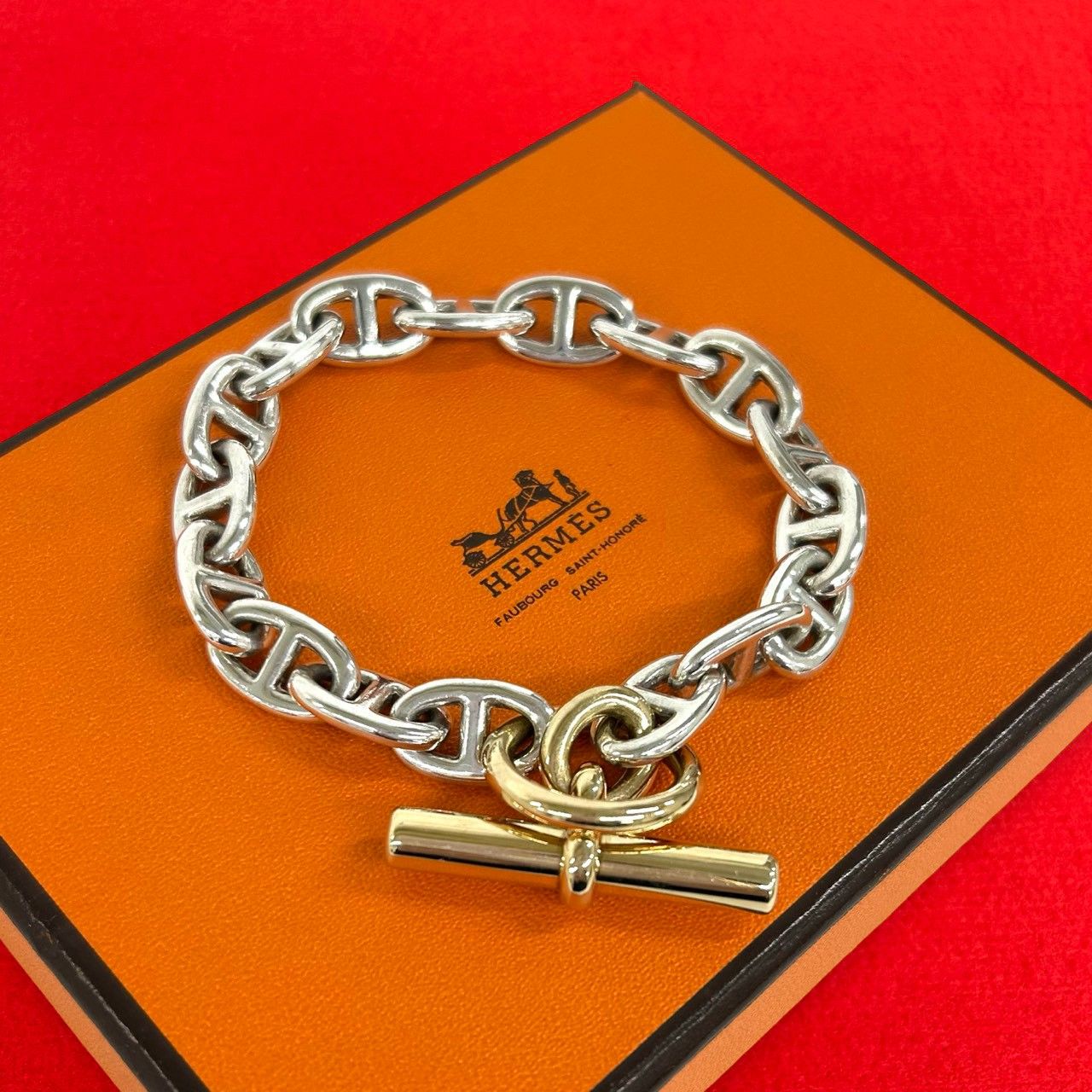 極 美品 HERMES エルメス シェーヌダンクル MM 17コマ ブレスレット