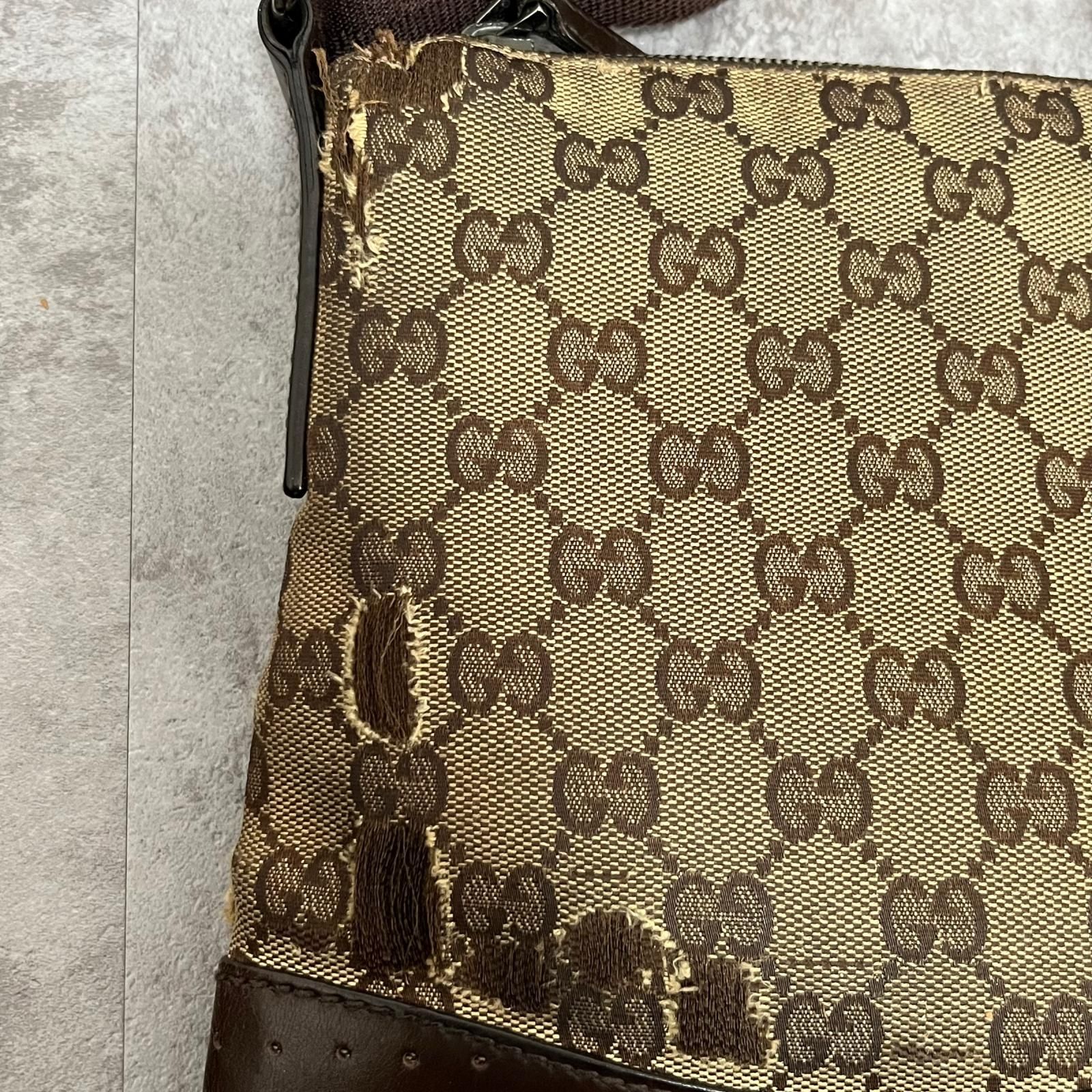 Gucci グッチ GG キャンバス レザー ショルダーバッグ サコッシュ 希少 GUCCI】グッチ GGキャンバス ショルダーバッグ サコッシュ レザー