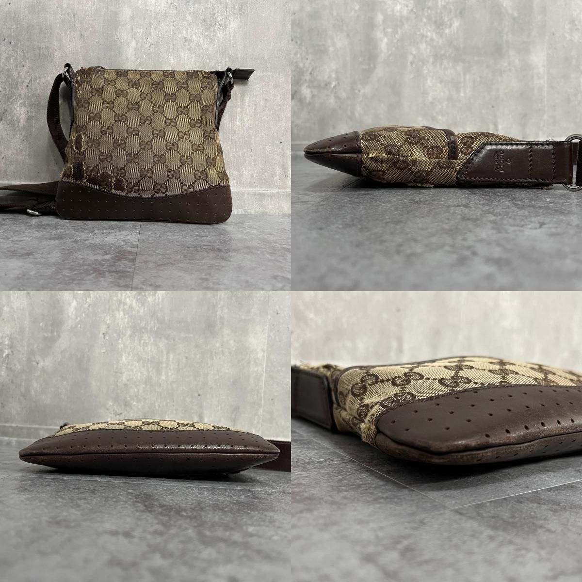 GUCCI】グッチ GGキャンバス ショルダーバッグ サコッシュ レザー