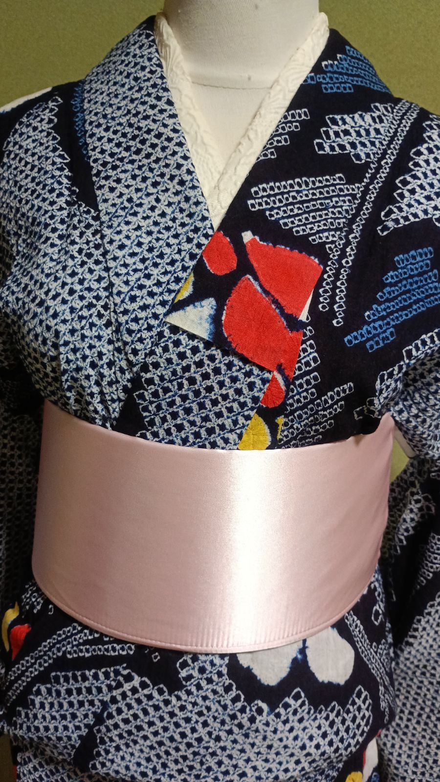 有松鳴海絞り浴衣 枝牡丹文 手縫い 5月〜10月OK オフシーズン特価